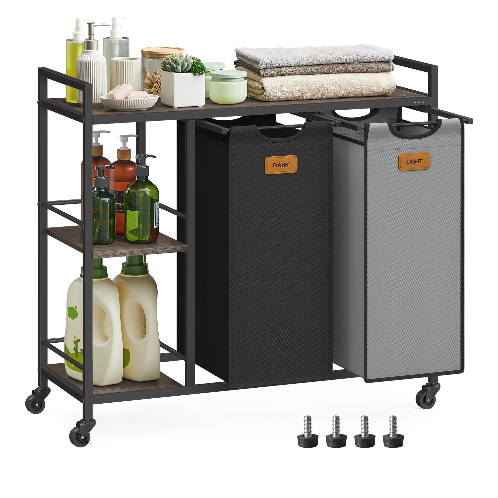 VASAGLE Wäschekorb, Wäschesortierer, Wäschekorb auf Rollen, Wäschesammler 1 günstig online kaufen