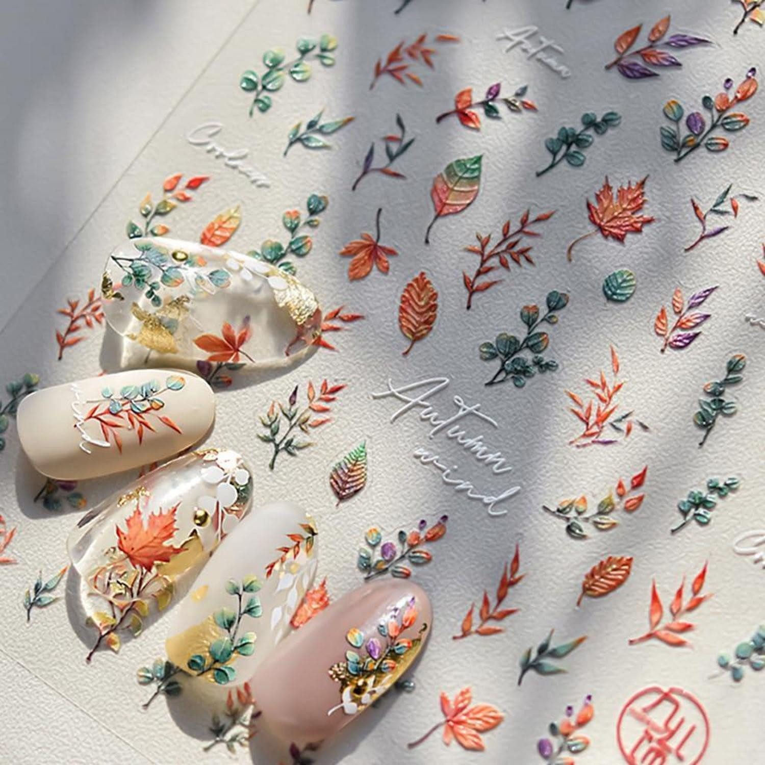 LuxusKollektion Aufkleber 5D Herbstblatt Nagelsticker
