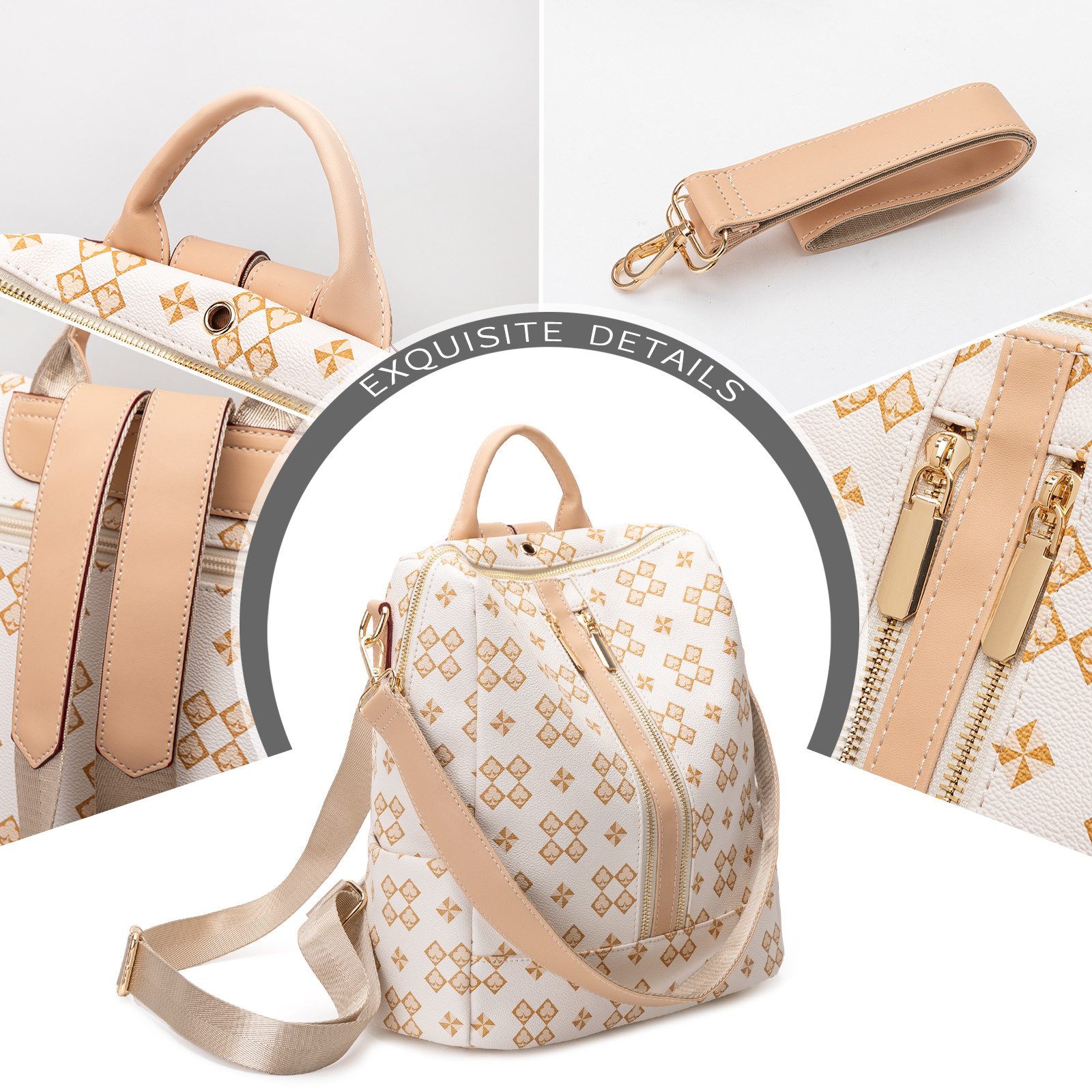 Toomoke Rucksack Damen Rucksack, Kleine 2 in 1 Rucksackhandtasche (Wasserdichte Leder Schultaschen, Geldbörse Umhängetasche Handtasche Rucksack), Geschenk,Anti-Diebstahl Tagesrucksack Schultertaschen