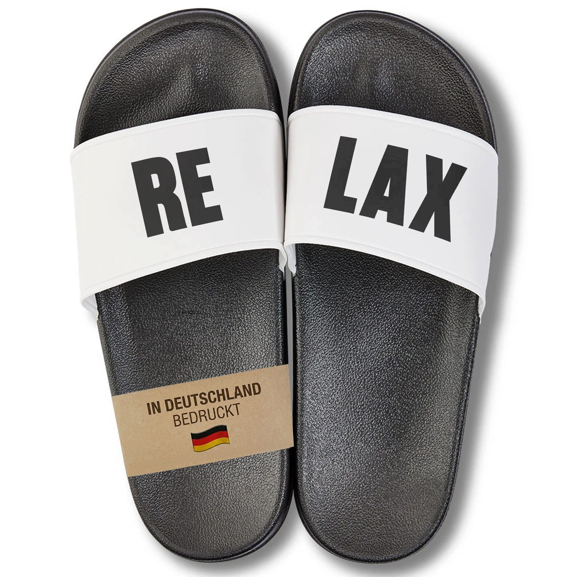 22Feels Geschenk Papa Männer Badelatschen RELAX Aufdruck Sommer Urlaub Badepantolette IN DEUTSCHLAND BEDRUCKT