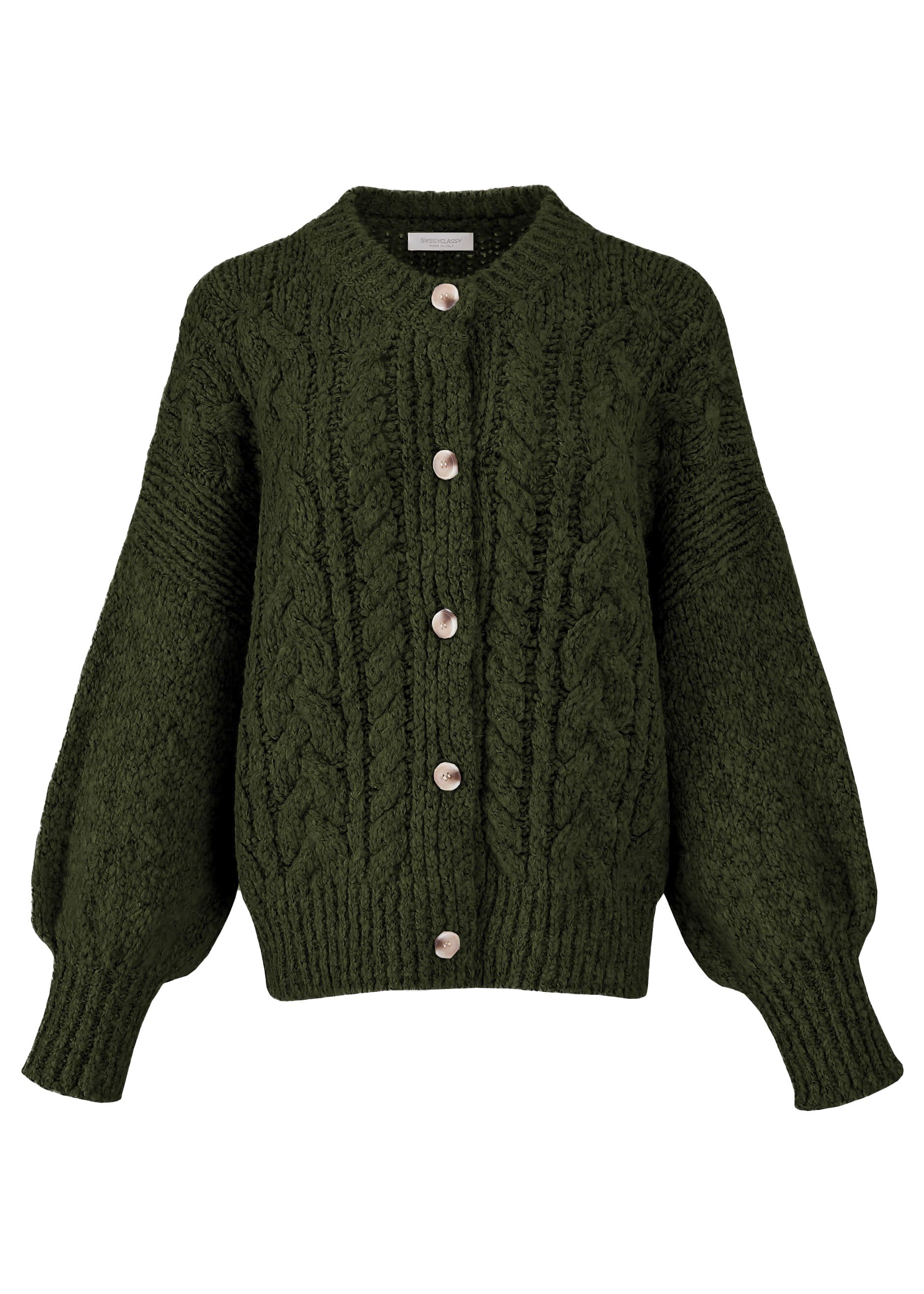 SASSYCLASSY Cardigan Oversize Strickjacke Damen mit Zopfmuster Elegant Läss günstig online kaufen