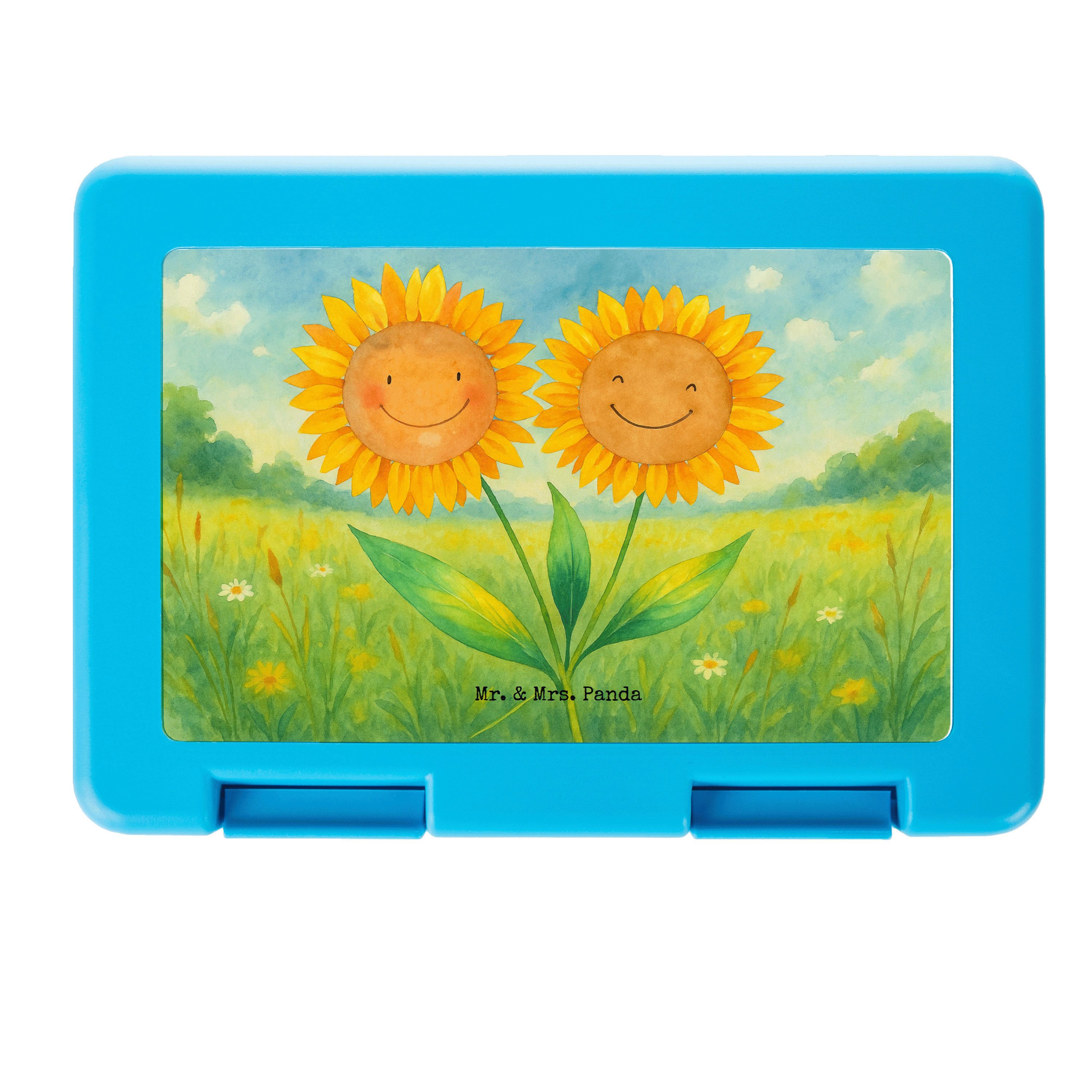 Mr. & Mrs. Panda Butterdose Blume Sonnenblume Design, Bentobox, Weiß, Essensbehälter, Bentobox, G, Premium Kunststoff, (Packung), Lunchbehältnis Lunchbox Garten