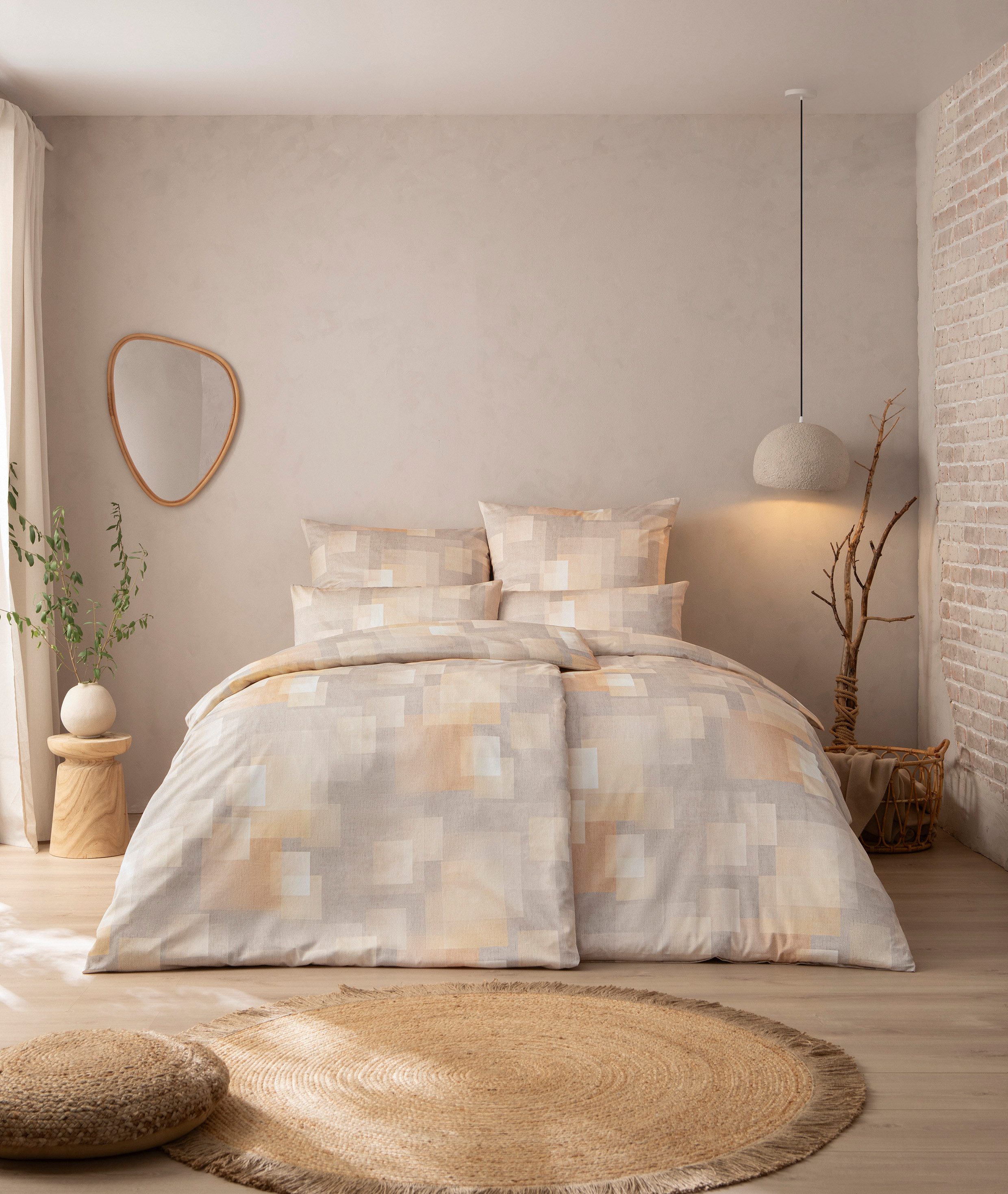 Estella Bettwäsche Mako Satin Silvio 135x200+Kissen 80x80 40x80 Grafisch pe günstig online kaufen