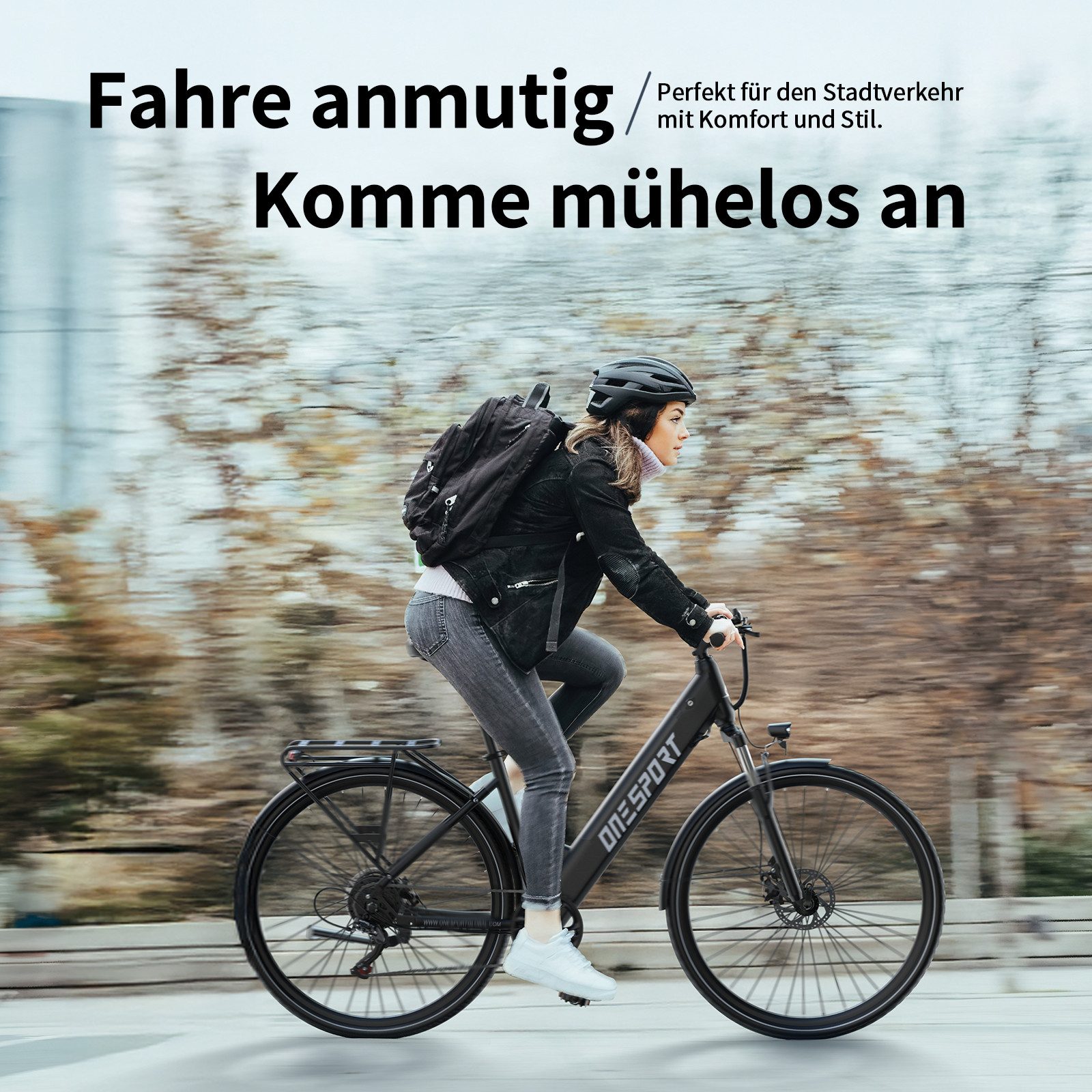 Onesport E-Bike Cityrad OT12 e bike für herren u.damen 468Wh 13AH 36V 250W 28 zoll, Kettenschaltung, Heckmotor, 468 Wh, E-Citybike mit 468Wh abnehmbarer Akku, 250W 36V