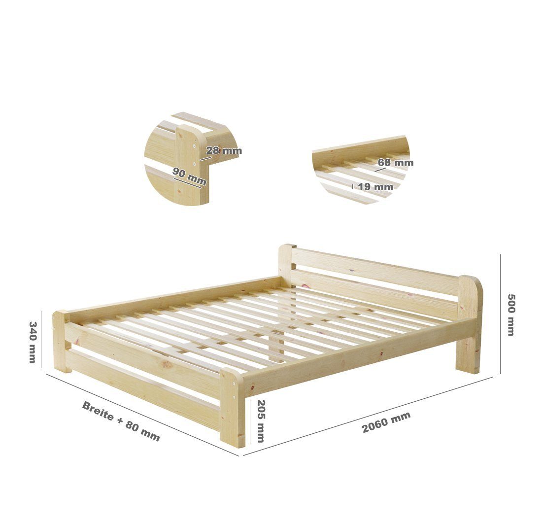 Furnify Holzbett Holzbett futtonbett bettgestell bett Sonoma 140x200 Ohne M günstig online kaufen