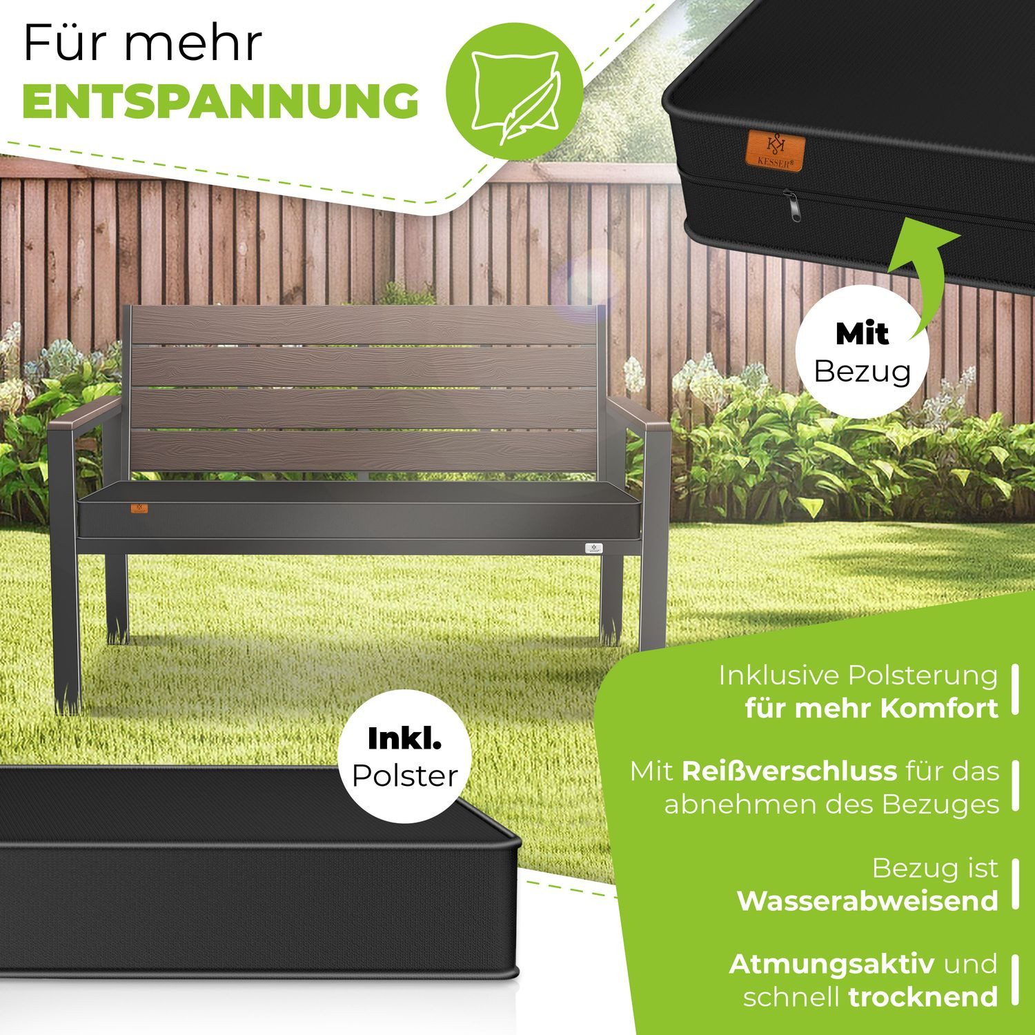 KESSER Gartenbank 2-Sitzer Balkonbank in Holzoptik günstig online kaufen