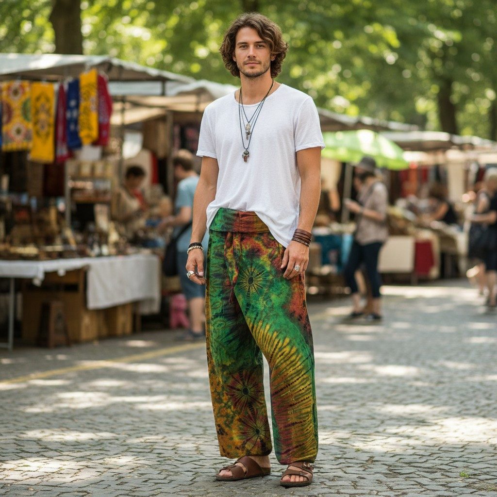 Guru-Shop Relaxhose Batik Thai Fischerhose aus Baumwolle,.. Ethno Style, alternative Bekleidung
