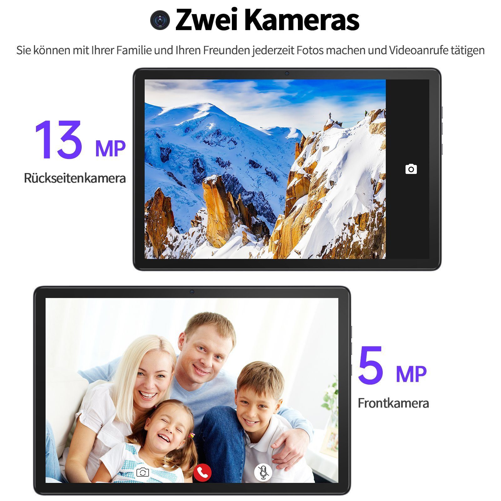 VASOUN TAB 13, grau, 8000mAh Akku, 5MP+13MP, BT 5.0 Tablet (10", Android 11, 2G(GSM), 3G(WCDMA), 4G(FDD/TDD), 4GB RAM, 128GB ROM, LCD-Display, Ultraflaches Desig)