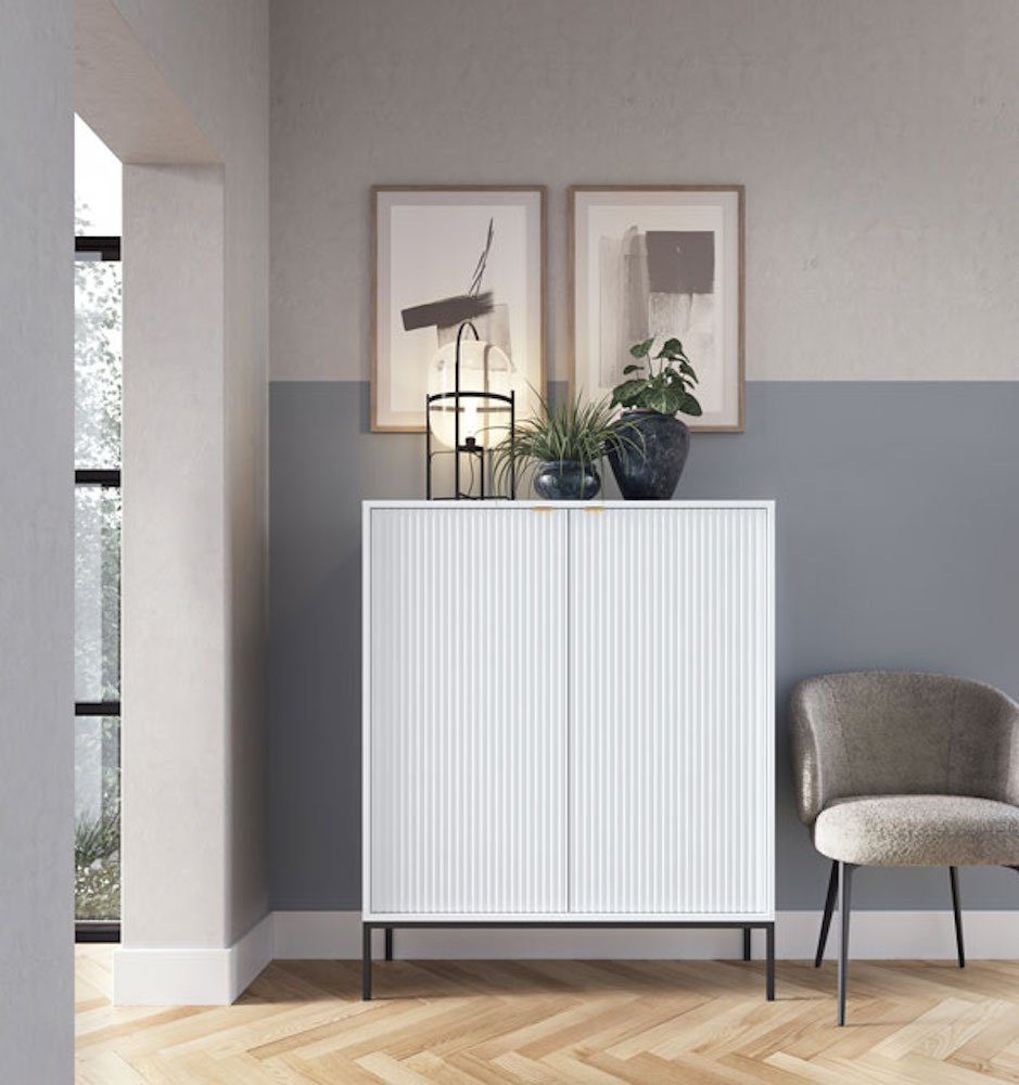 Feldmann-Wohnen Highboard Nova (1 St), 104cm weiß 2-türig MDF