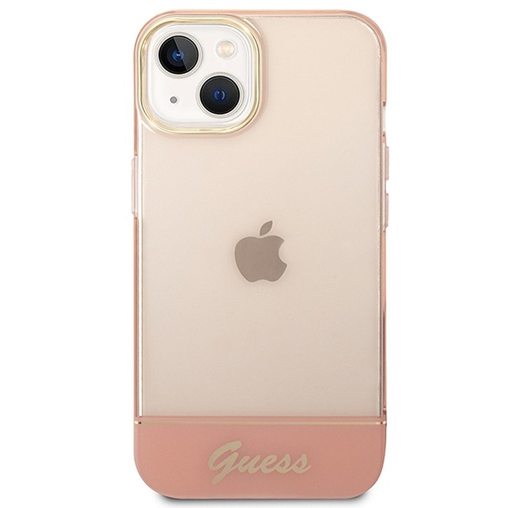 Guess Smartphone-Hülle Schutzhülle Handyhülle Hartschale 6,7 ", durchscheinend, goldfarbene Akzente, Guess-Logo