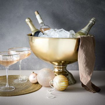 BUTLERS Sektglas SMERALDA Champagnerschale mit Goldrand 400ml, Glas, mundgeblasen