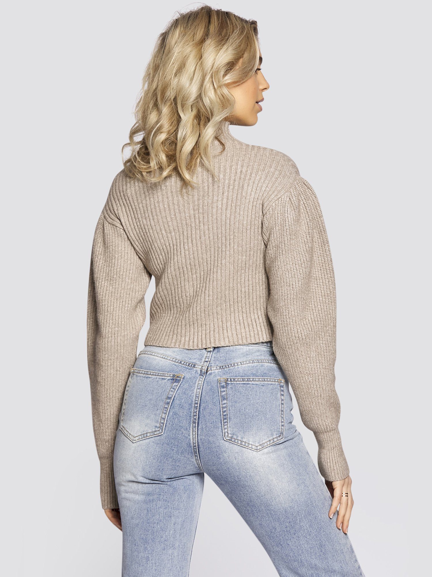 mit Stehkragenpullover Hochkragen Pullover Beige Freshlions