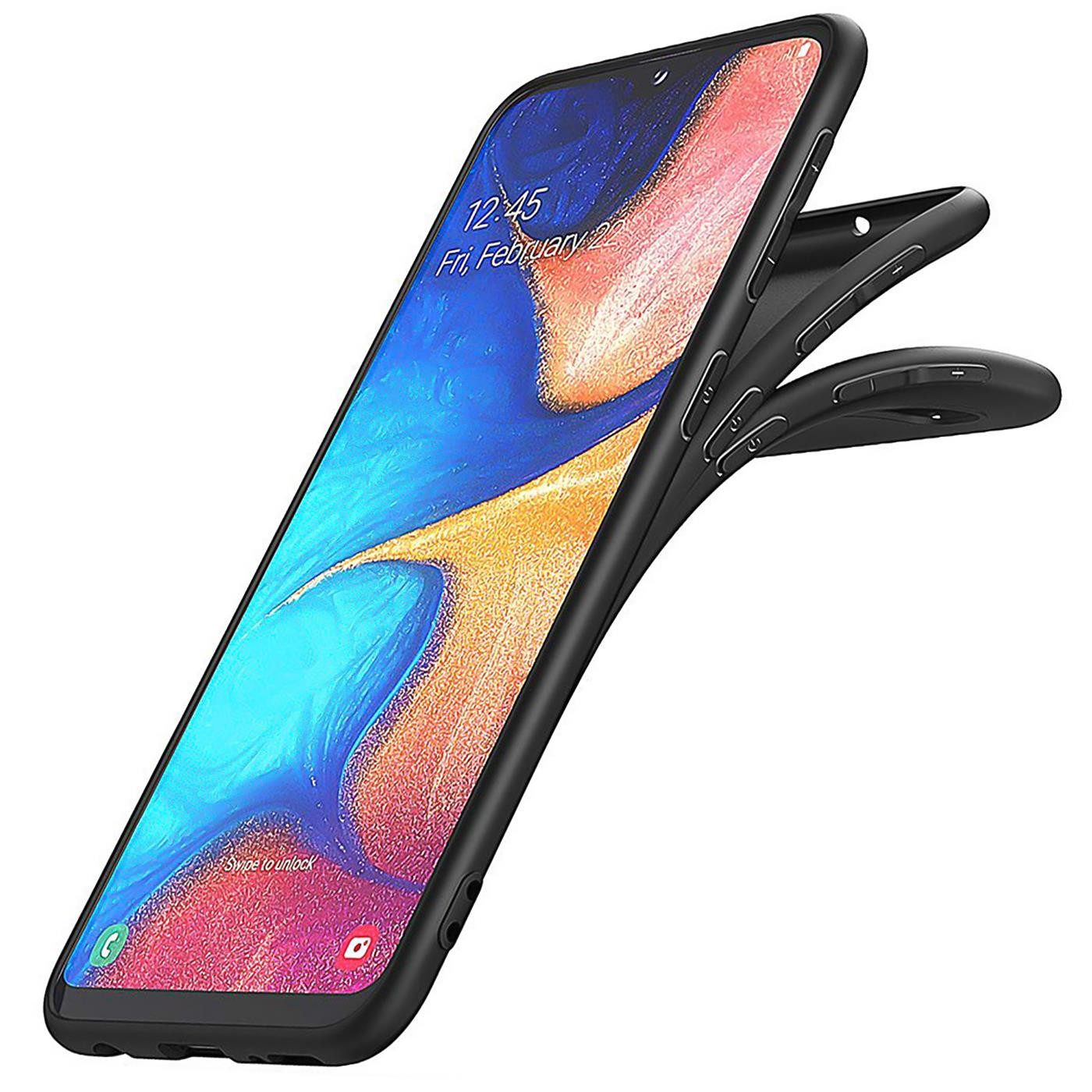 CoolGadget Handyhülle Handy Schutzhülle für Samsung Galaxy A20e matt schwarz 5,8 Zoll, Silikon TPU Hülle Schutz Tasche Cover schlicht Slim Case