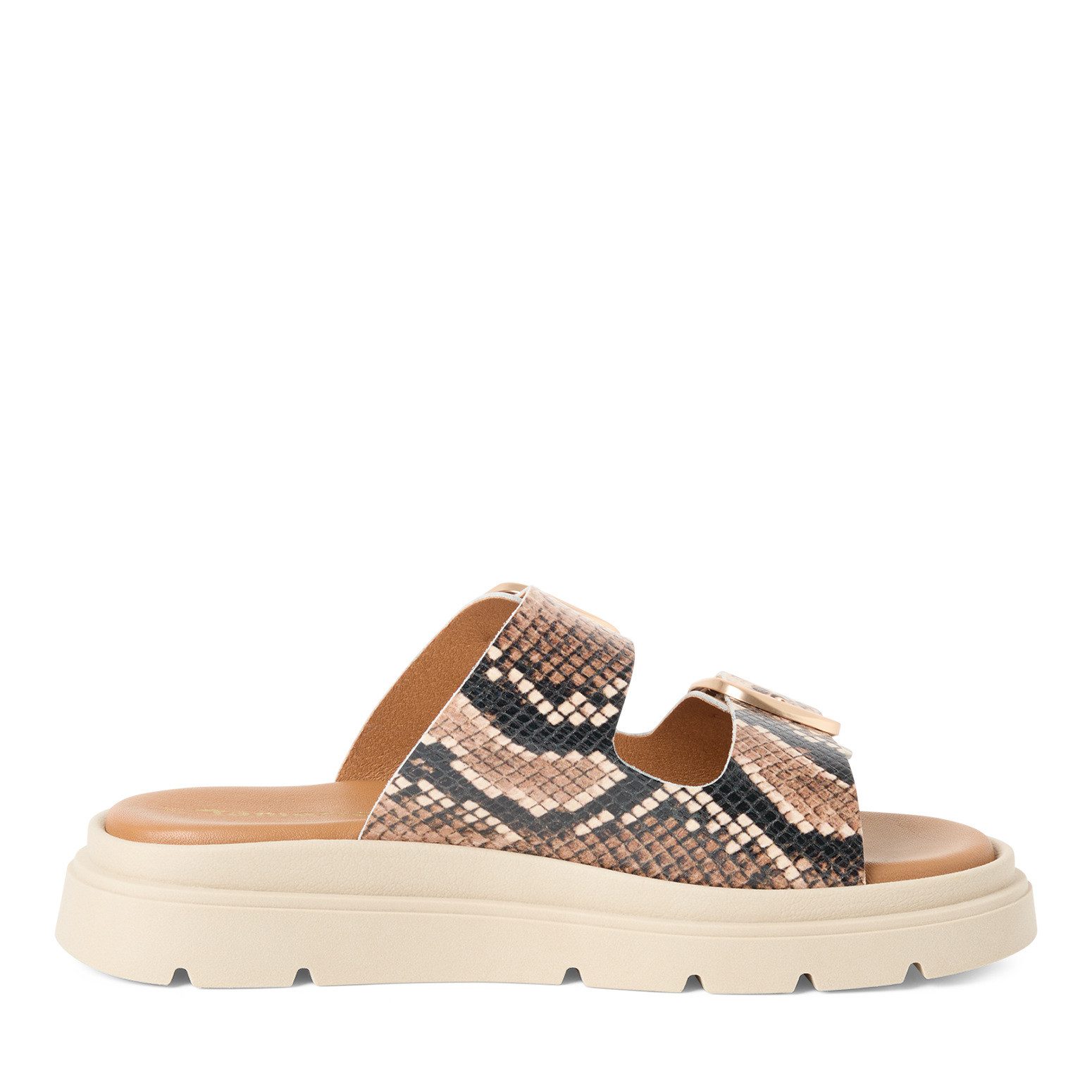 Tamaris Tamaris Damen Pantolette 1-27239-42-483 BEIGE SNAKE Pantolette