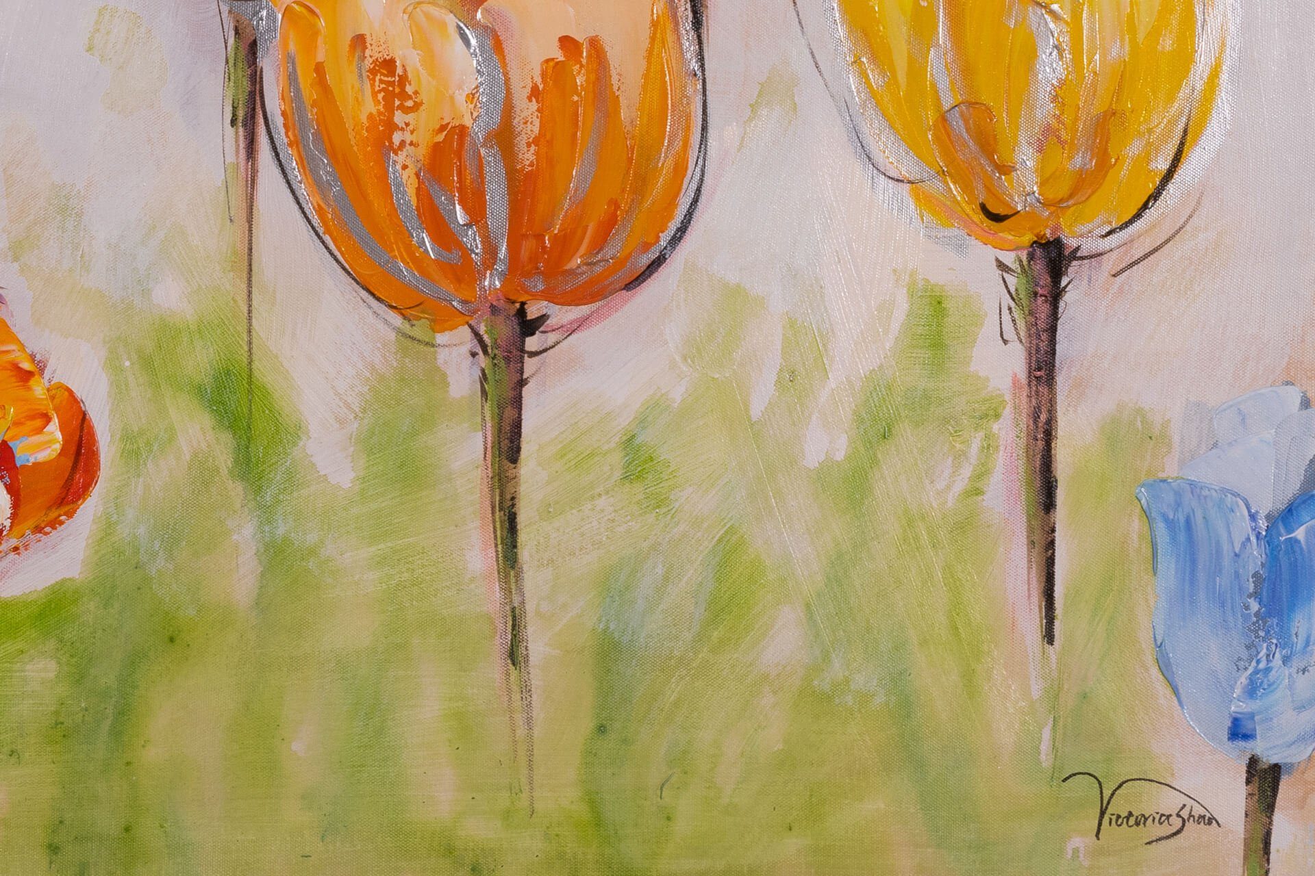 KUNSTLOFT Gemälde Flowers of Joy 120x60 cm, Leinwandbild 100% HANDGEMALT Wandbild Wohnzimmer