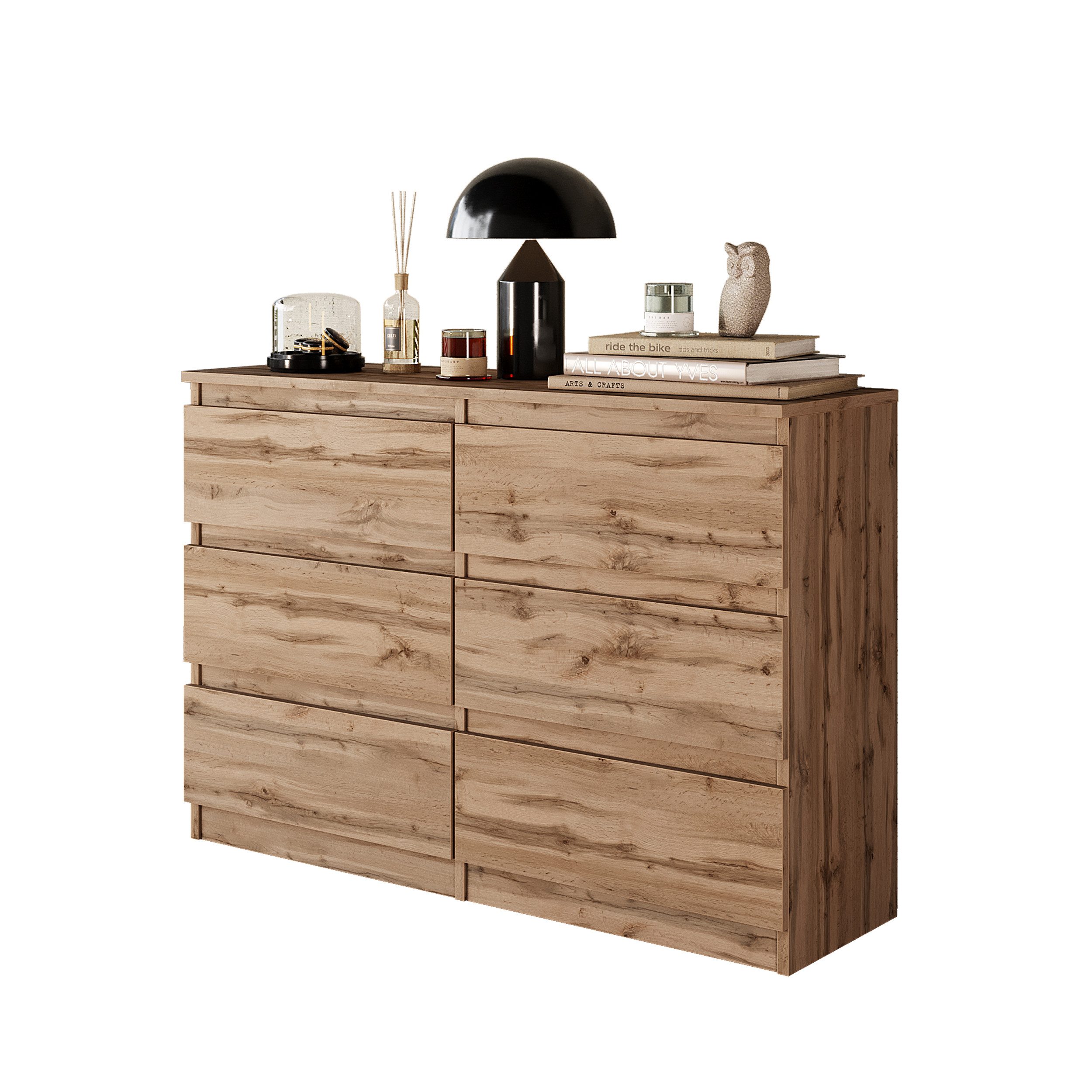 Furnica Kommode 6 Schubladen, Sideboard, Schubladenschrank Breite 100cm Höhe 71cm