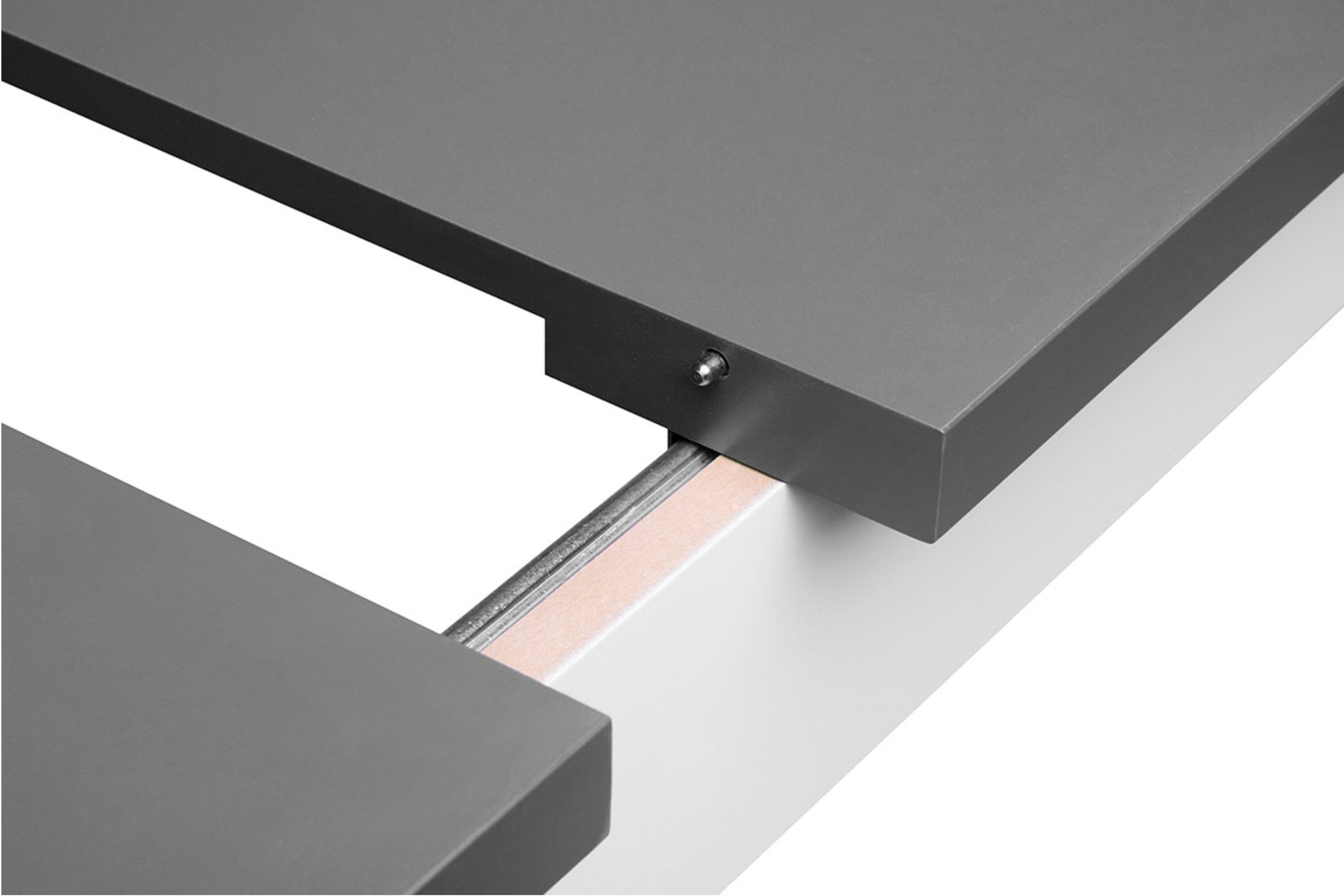 Konsimo Esstisch CENARE Esszimmertisch ausziehbar grau | / rechteckig Küchentisch | weiß 140x80cm, weiß bis grau 180cm