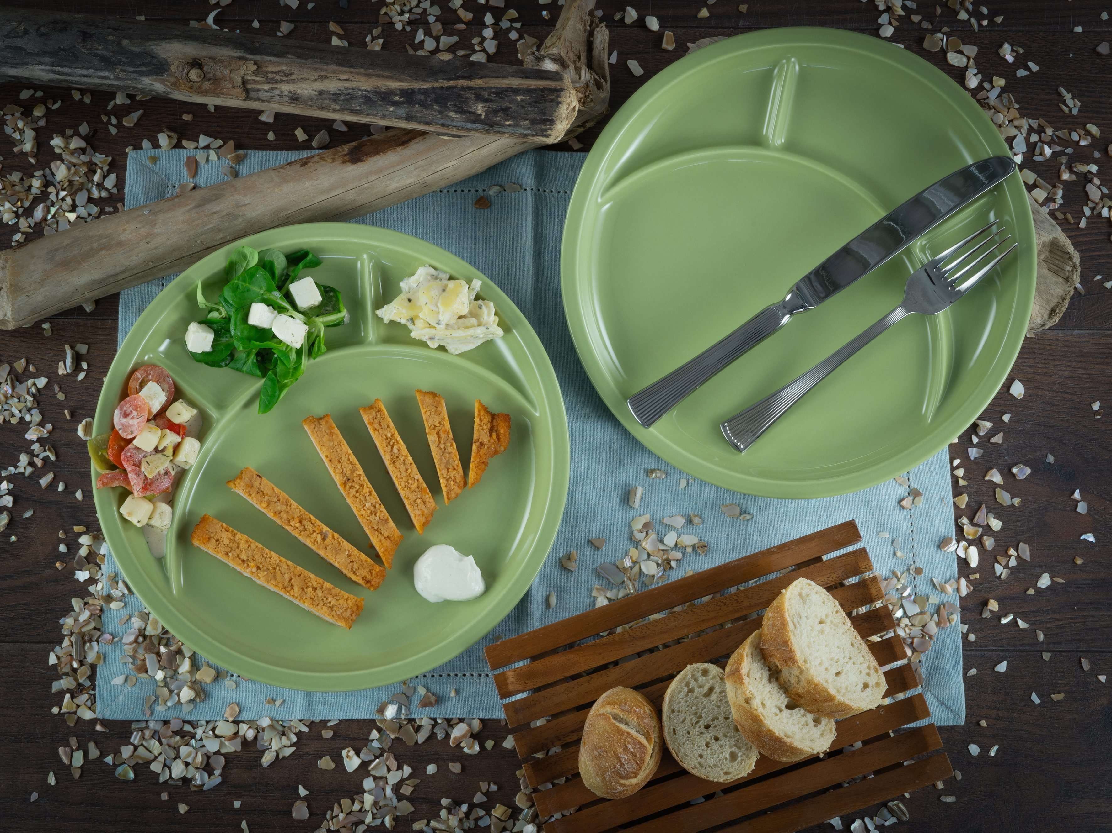 CreaTable Fondueteller Universal Grün, Fondueteller 4-tlg, (4 St), Spezielle Bodenkonstruktion