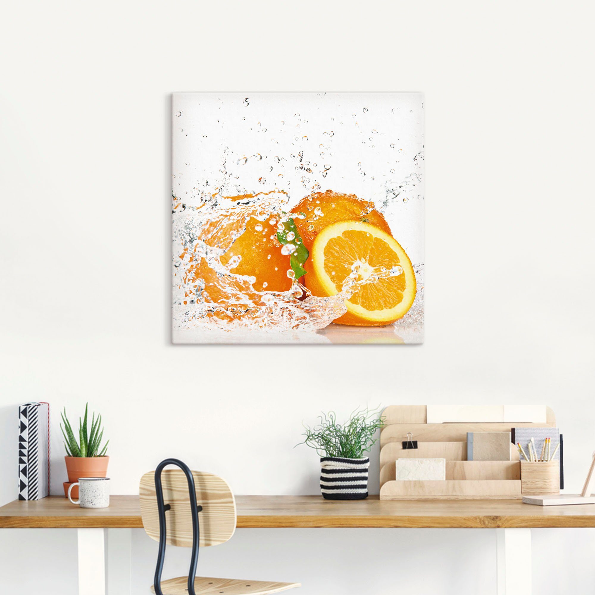 Artland Wandbild Orange Poster Süßspeisen oder mit Größen Leinwandbild, versch. Spritzwasser, (1 Wandaufkleber in St), als Alubild