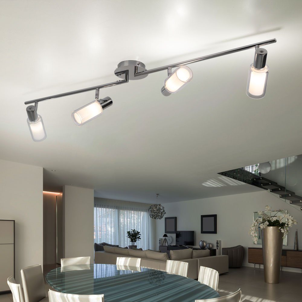 Lampe LED Wohnraum Deckenleuchte, Decken Warmweiß, inklusive, Leuchtmittel Spot EGLO Glas Leuchte Strahler Balken