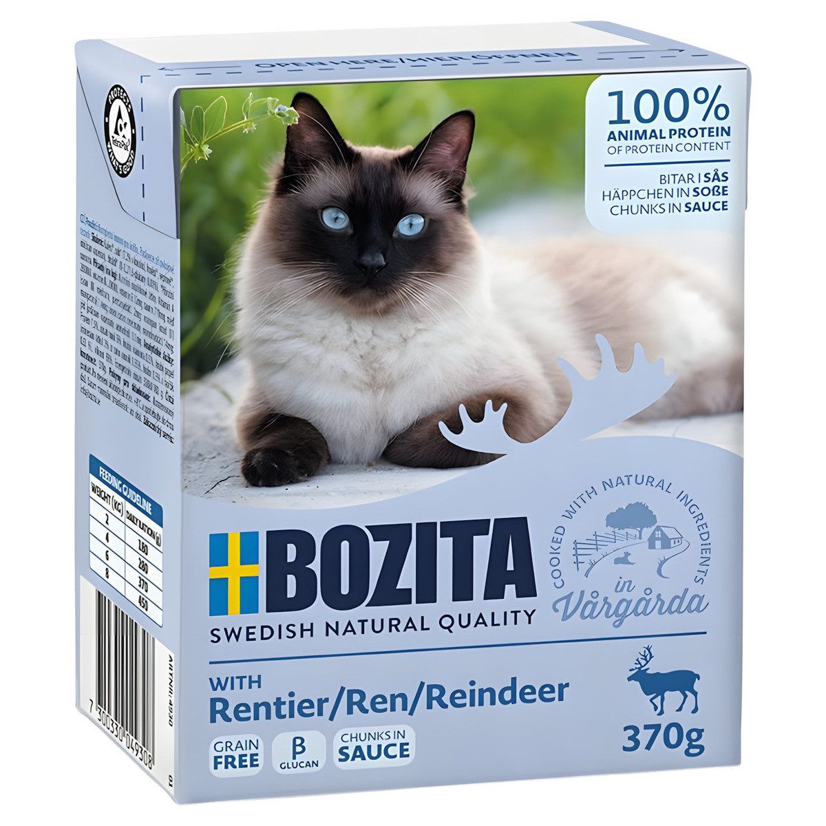 Bozita Häppchen in Soße mit Rentier 370 g - 6 Stück, Nassfutter für: Katze