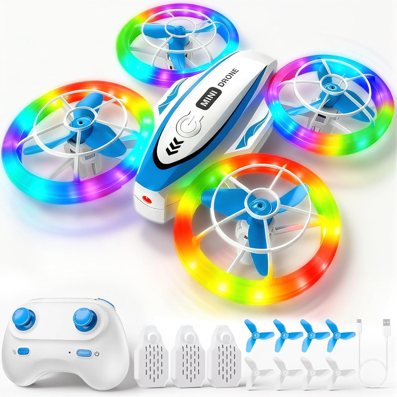 Ophy Mini-Drohne für Kinder (6–16 Jahre) – ferngesteuert, mit LED-Lichtern Spielzeug-Drohne (2 Geschwindigkeitsmodi, 3 Akkus, 3D-Flip & Headless-Modus, ideales Geschenk für Jungen & Mädchen)