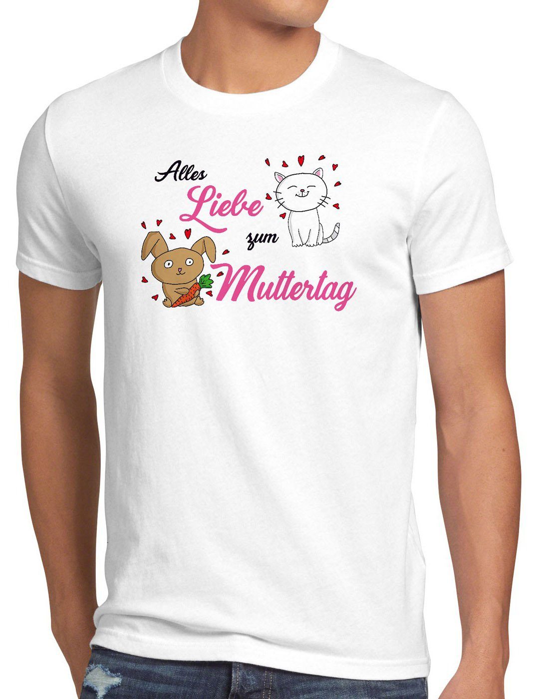 style3 Print-Shirt Herren T-Shirt Alles Liebe zum Muttertag Kinder Mutter Mama Mum Geschenk i love weiß