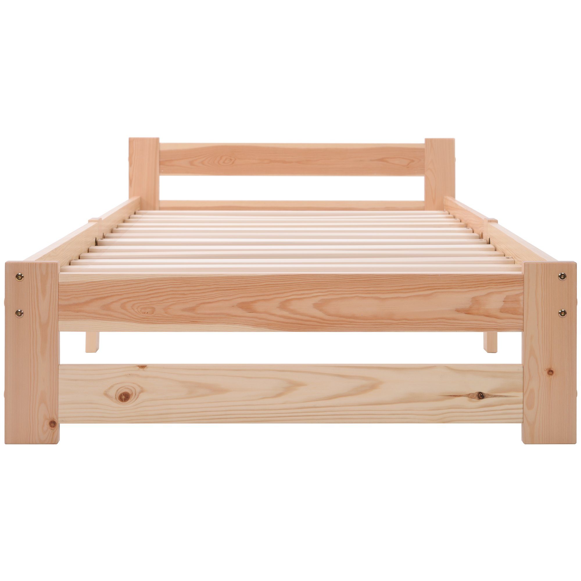 Sweiko Futonbett, Massivholzbett Doppelbett mit Kopfteil und Lattenrost, 200x90cm
