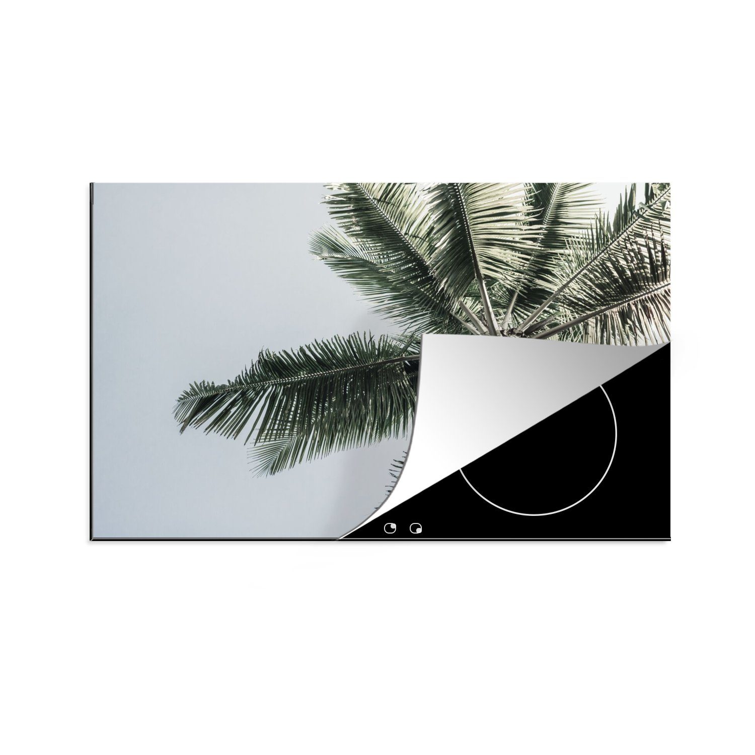 MuchoWow Herdblende-/Abdeckplatte Palme - Tropisch - Sommer, Vinyl, (1 tlg), 80x52 cm, Induktionskochfeld Schutz für die küche, Ceranfeldabdeckung
