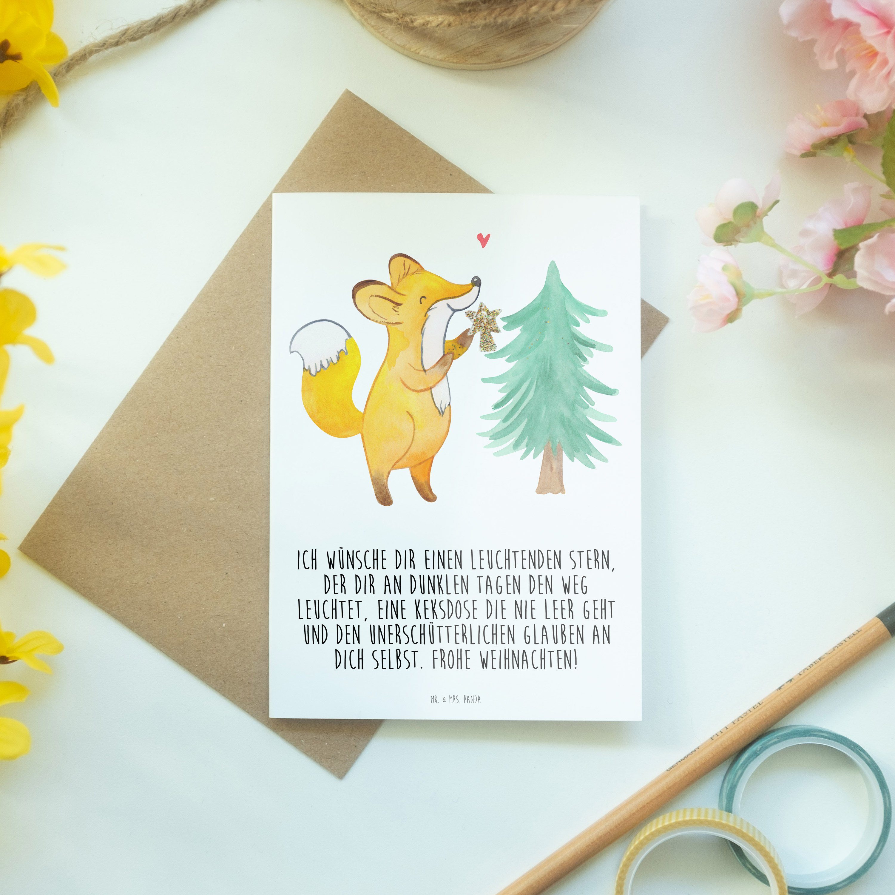 & - Mr. Geschenk, Weiß - Mrs. Weihnachtsbaum Grußkarte Fuchs Panda Einladungska Weihnachtsdeko,