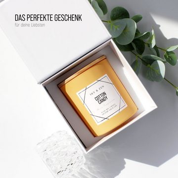 SKY & ZEN Duftkerze im Glas mit Deckel, vegane Kerze, hoher Anteil an ätherischen Ölen, bis zu 50 Stunden lange Brenndauer