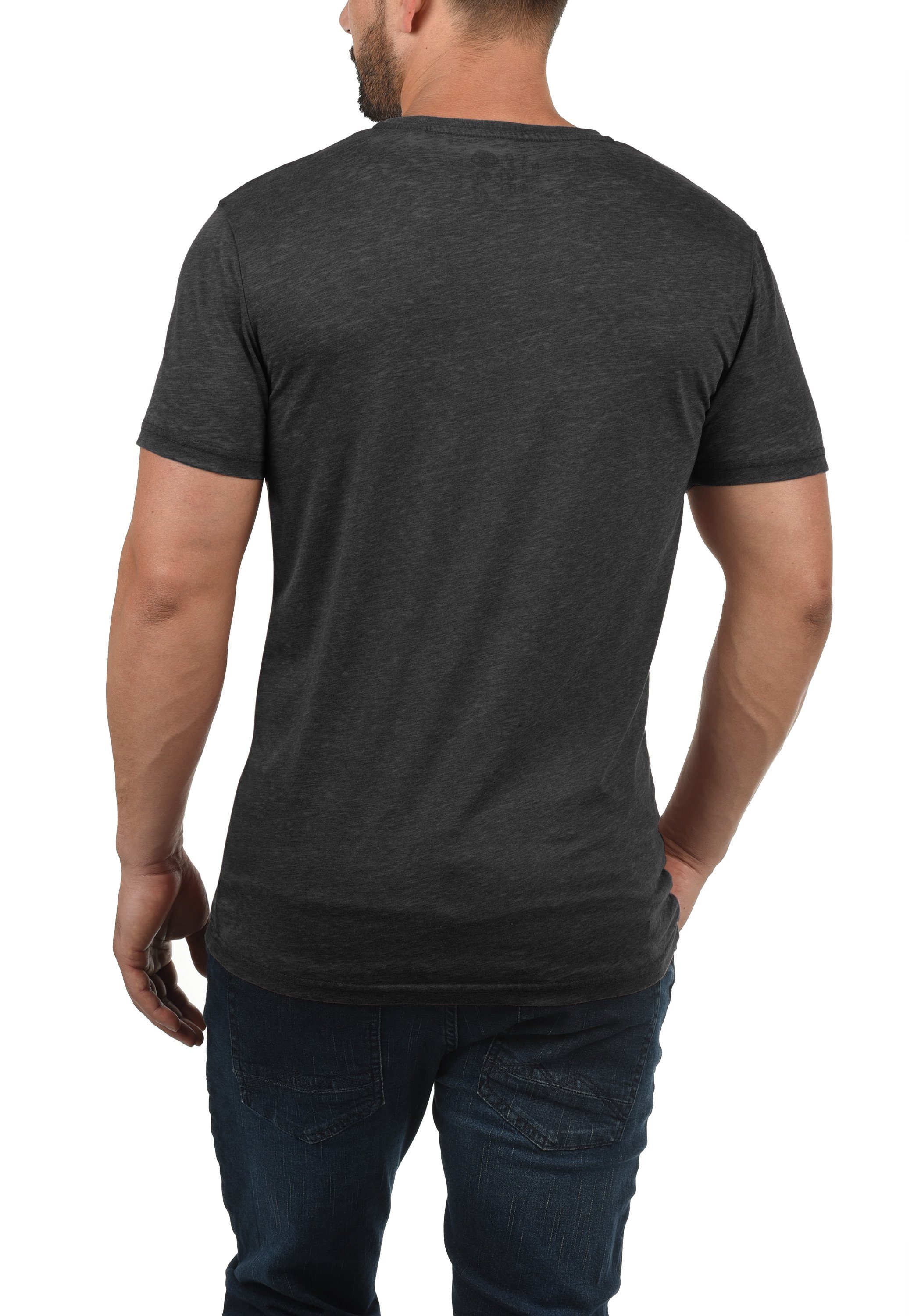 SDTheon Kurzarmshirt V-Ausschnitt Black V-Shirt mit !Solid (9000)