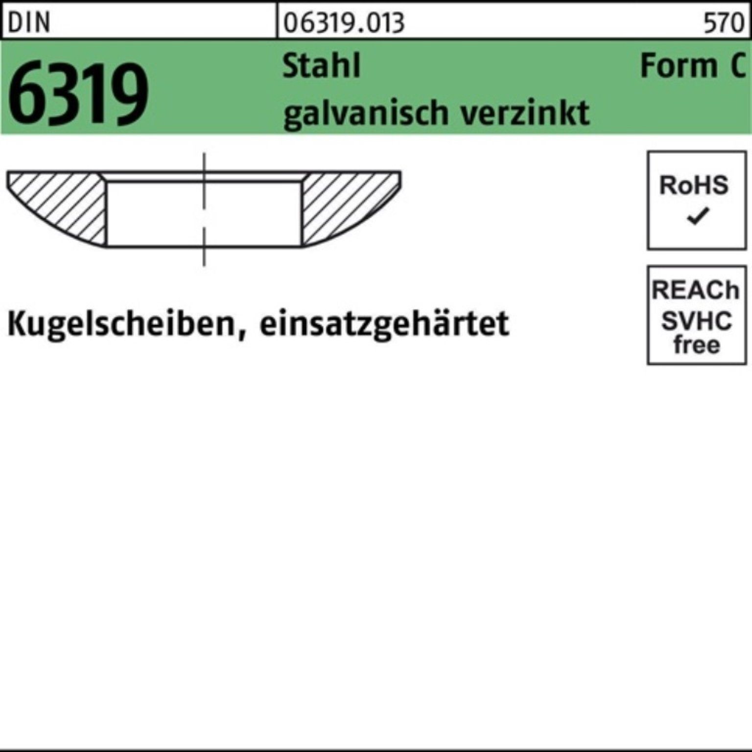 Reyher Kugelscheibe 100er Pack Kugelscheibe DIN 6319 FormC C 37x68x14 Stahl galv.verz. 1 S
