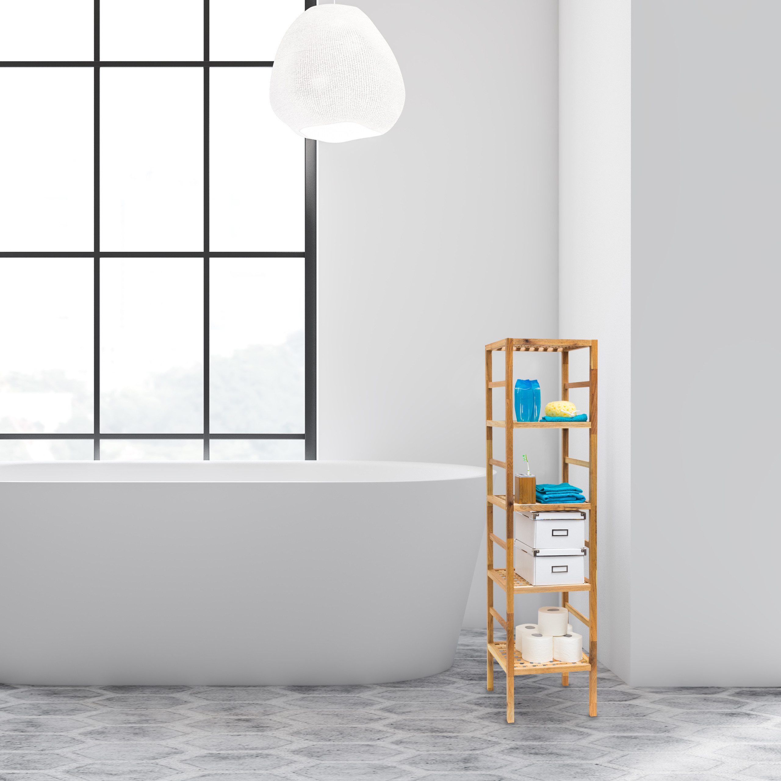 relaxdays Badregal Walnuss Badregal verschiedene Größen, günstig online kaufen