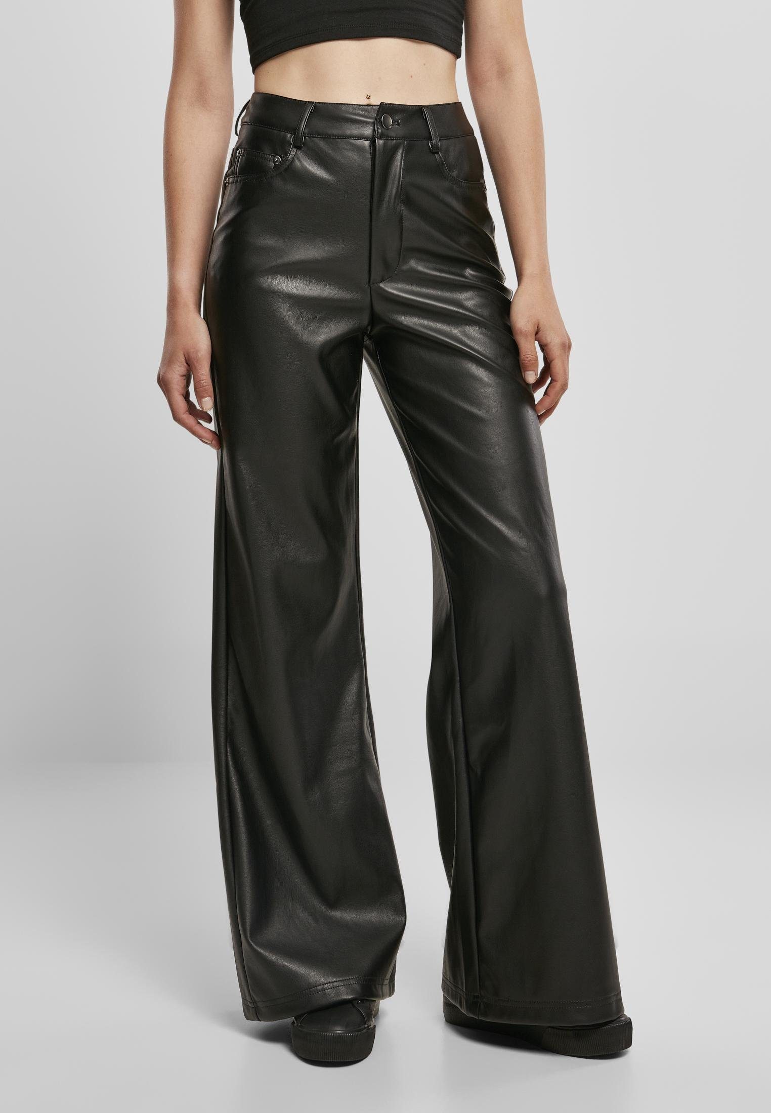 Funktionshose Ladies Faux Leather Wide Leg Pants Kunstlederhose Damen