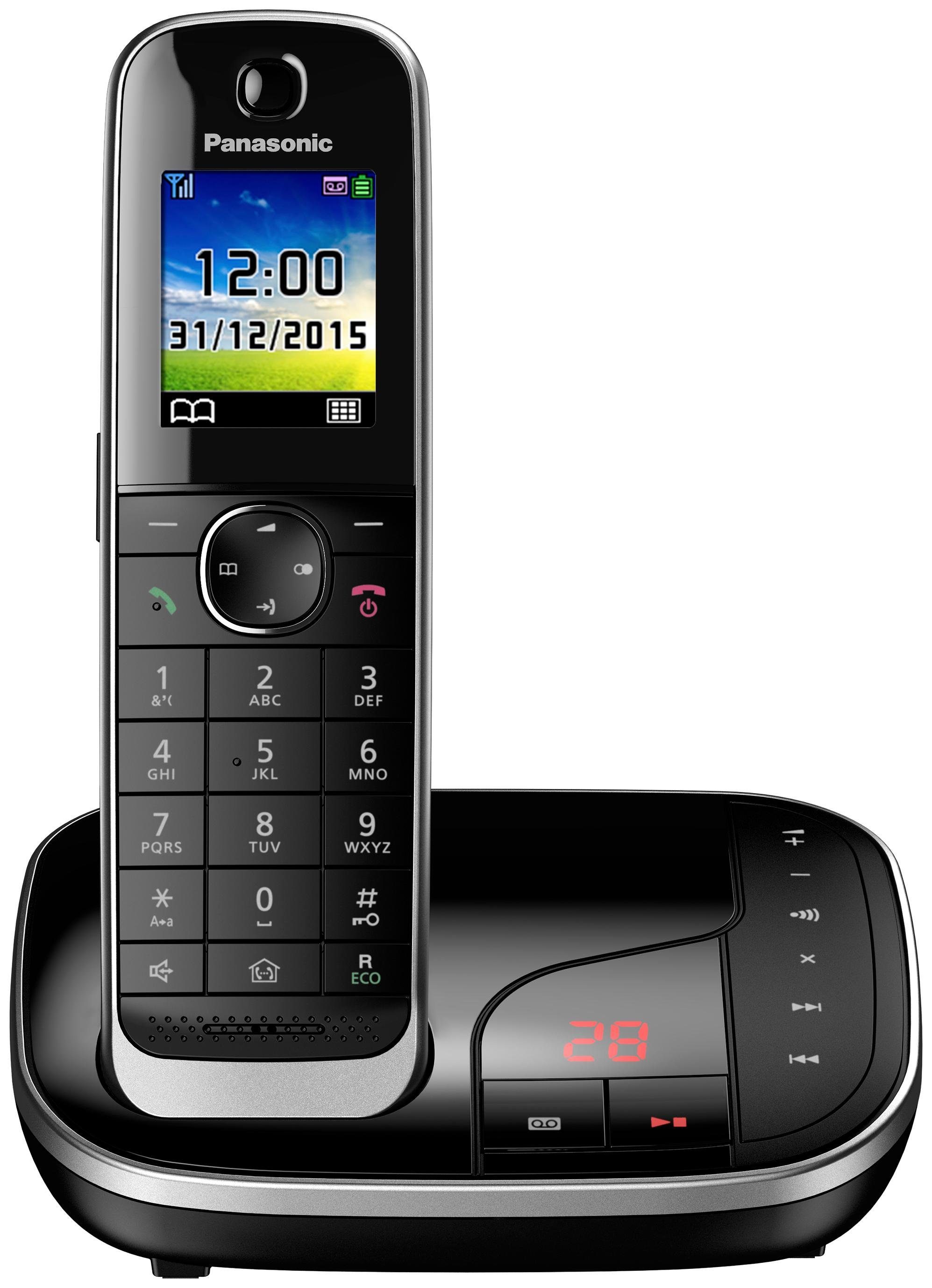 Panasonic KX-TGJ320 Schnurloses DECT-Telefon (Mobilteile: 1, mit Anrufbeantworter, Weckfunktion, Freisprechen) schwarz
