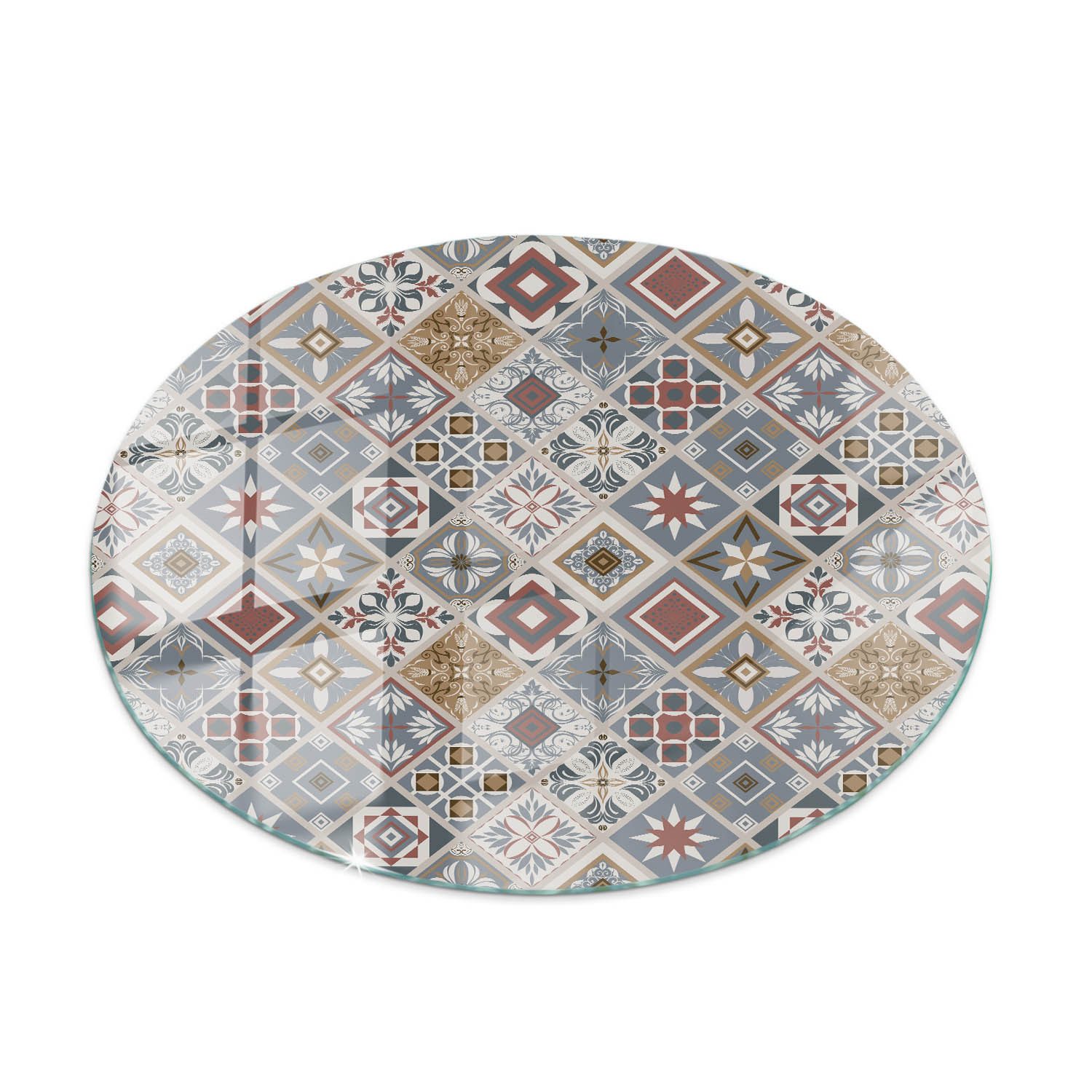 Tulup Tischplatte Ersatzplatte Glas Mosaikmuster mit Ornamenten Tisch Glasplatte Ersatz