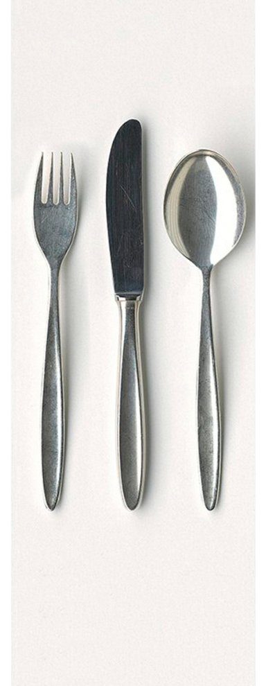 Architects Paper Fototapete Bon Appetit, (1 St), n Tapete Besteck Weiß Silber Grau Panel 1,00m x 2,80m