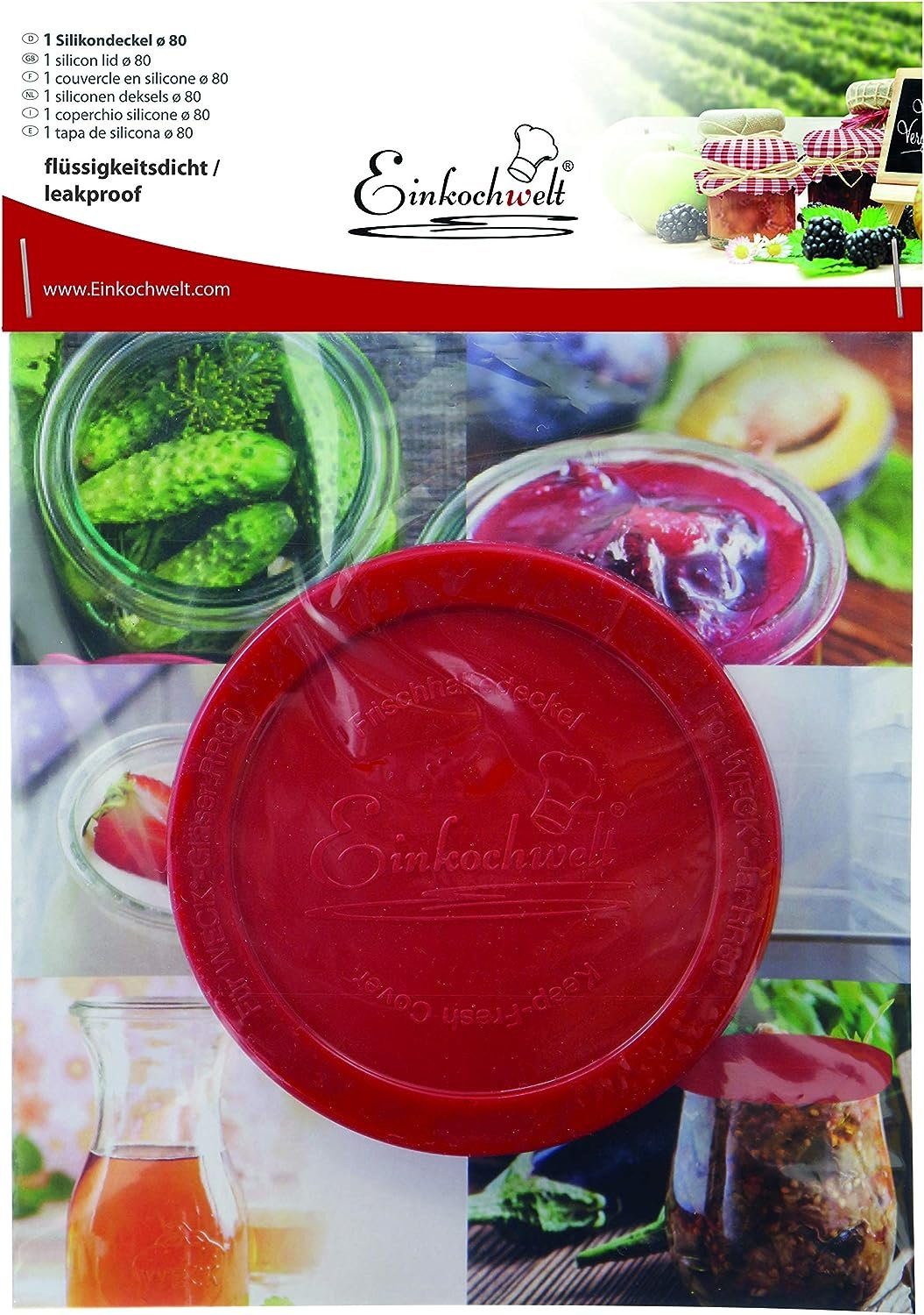 Einkochwelt Einkochring Einkochwelt Silikondeckel 80 mm, Deckel für Weck Rundrandgläser 22510