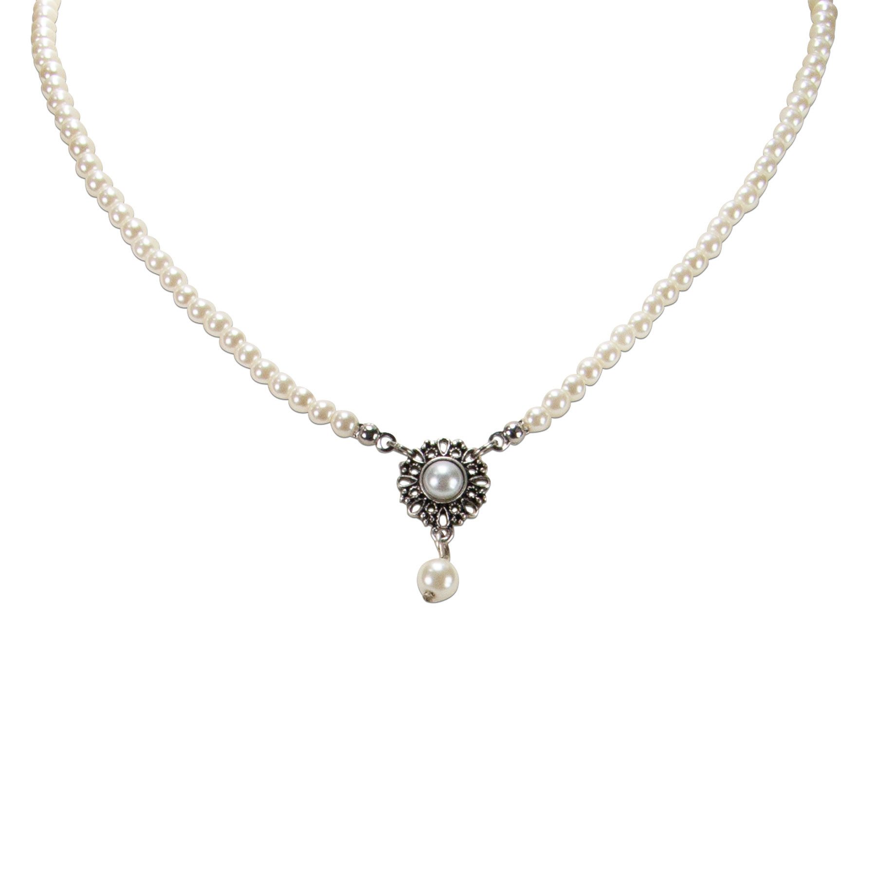 Alpenflüstern Collier Trachten-Perlen-Halskette Helena (creme-weiß), - elegante Trachtenkette - nostalgischer Damen-Trachtenschmuck, filig