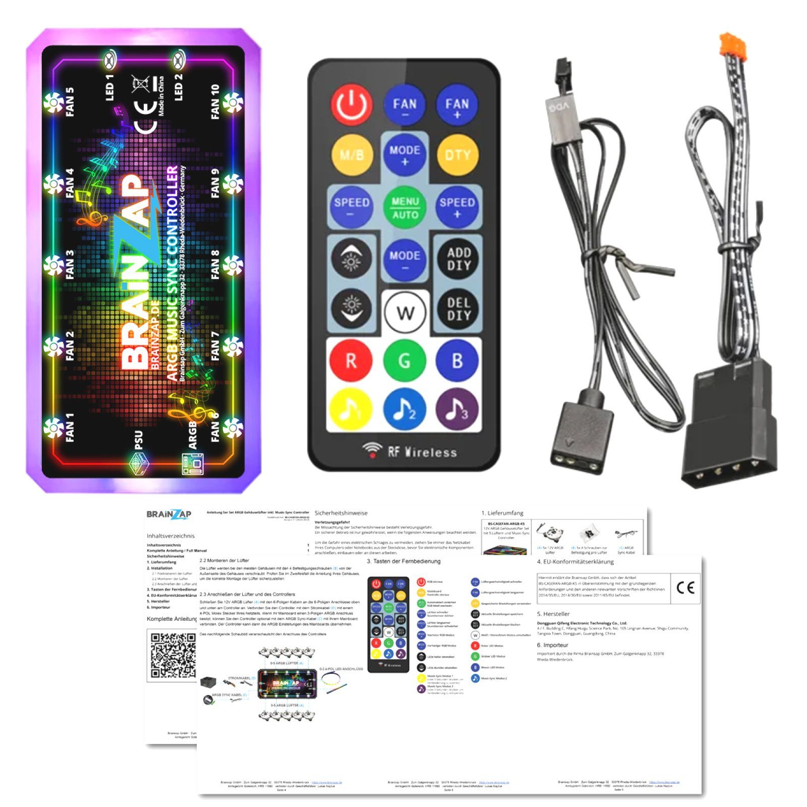 BRAINZAP PC-Lüfter Hub A-RGB PWM Lüfter Hub Controller