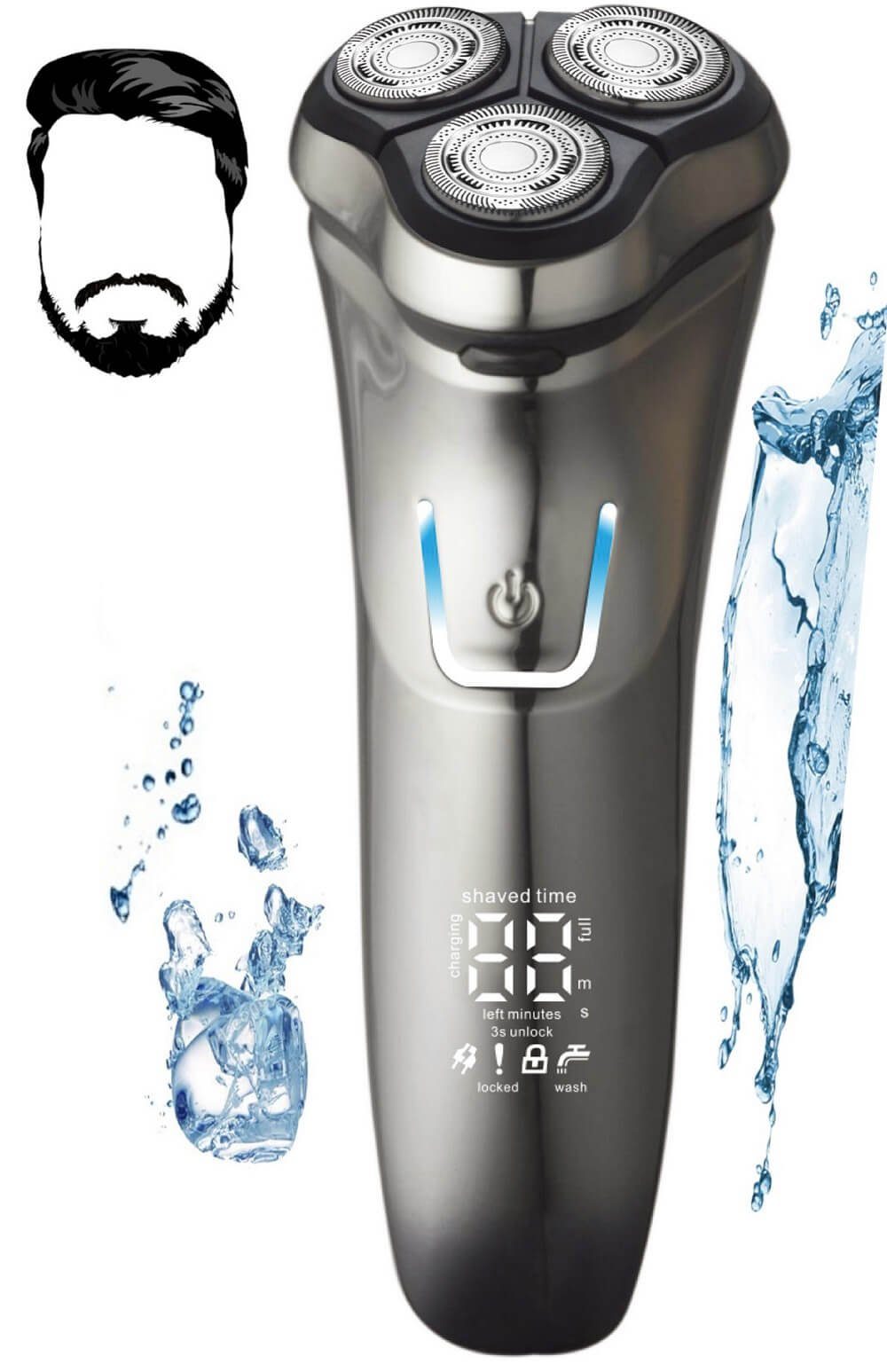 Camry Elektrorasierer CR-2925, keine, LCD-Display,3-fach Schneidsystem,Ausklappbarer Langhaarschneider,IPX6