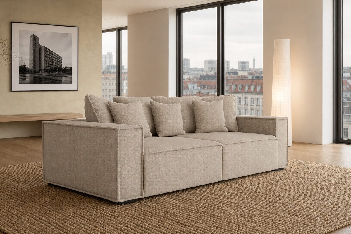 foamnova Big-Sofa York, Loungesofa, große Sitzfläche, 7 Kissen, Kissen inklusive, Loungegefühl für dein Wohnzimmer