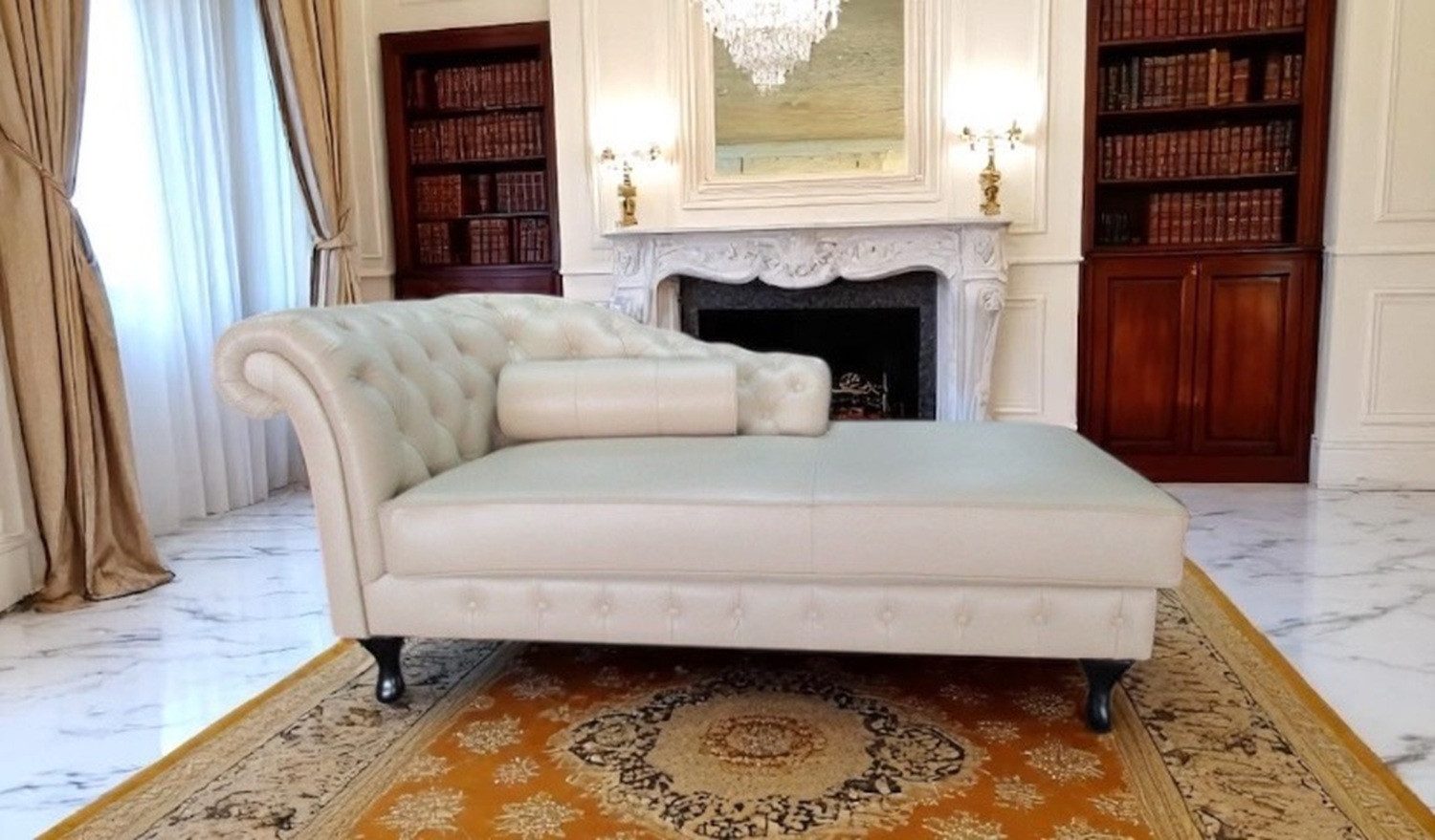 Salottini Chaiselongue Chesterfield Leder Chaise Lounge Sofa Nottingham Chaiselongue, 1 Teile, Vollleder