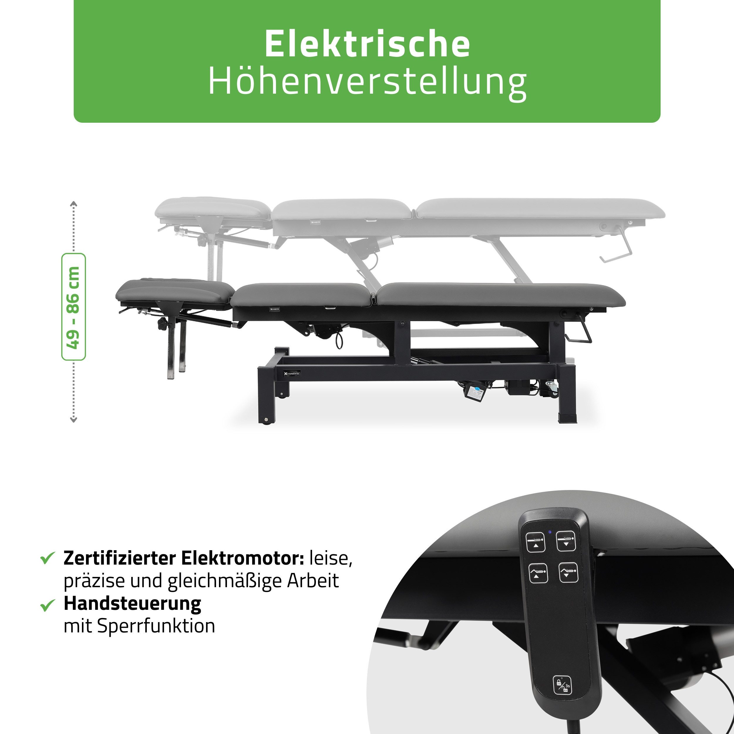 Habys Massageliege Fortis 5 Ergo Elektrische Behandlungsliege Handfernbedienung