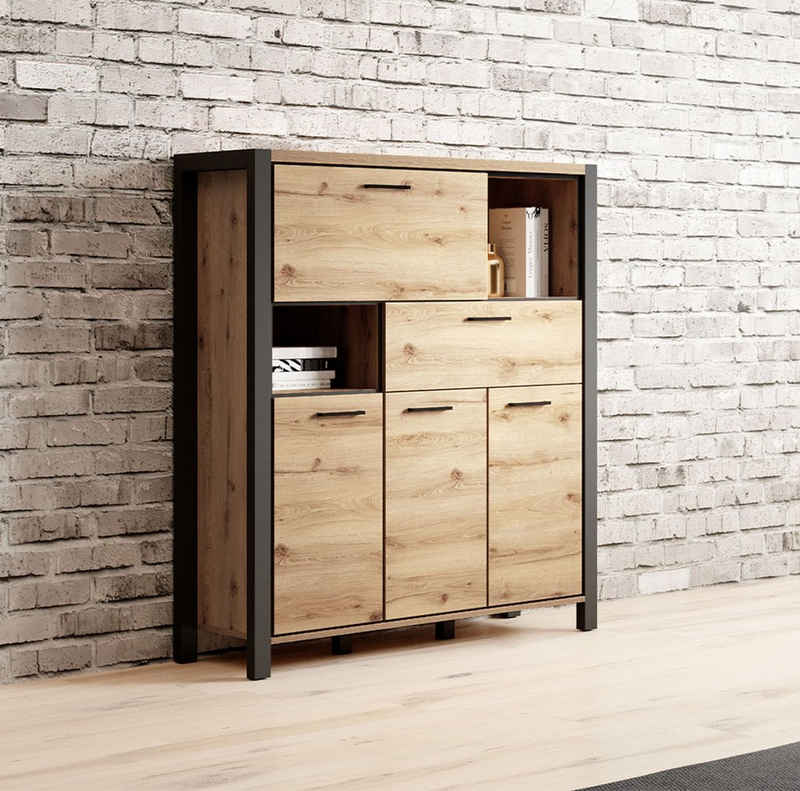 Helvetia Highboard Aktiv (1 St), 120x41x140cm taurus / schwarz matt