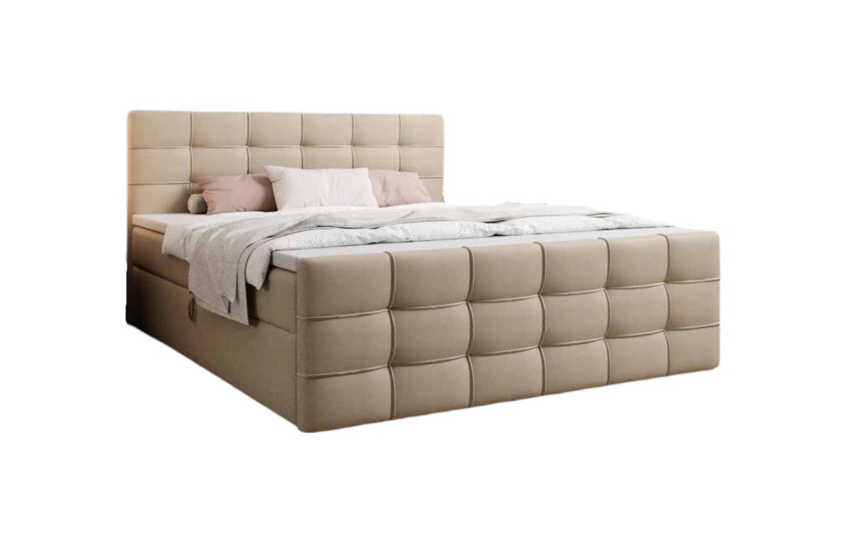 Luxusbetten24 Boxspringbett Luxor in Kunstleder, mit Stauraum