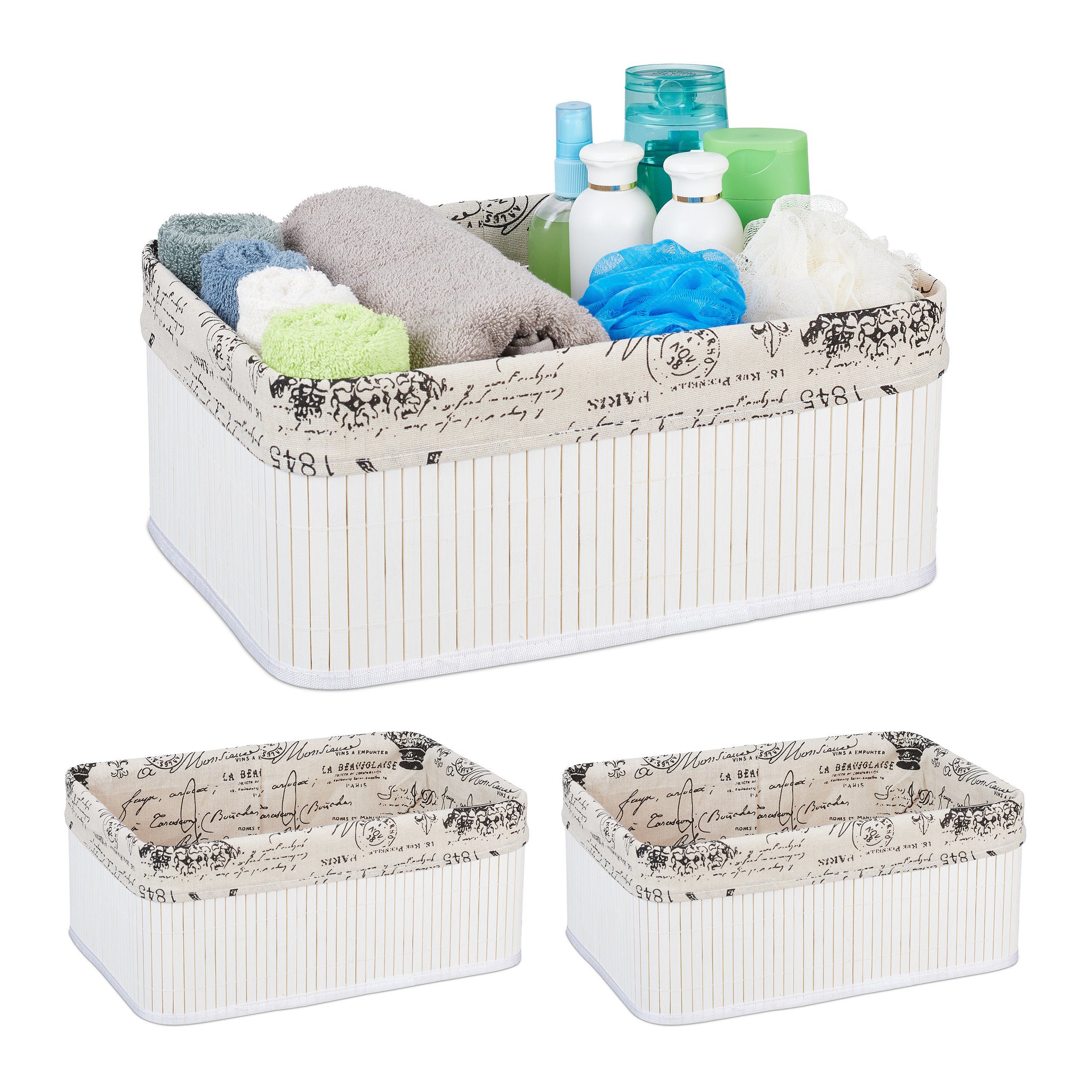 relaxdays Aufbewahrungskorb 3 x Aufbewahrungskorb Bambus günstig online kaufen