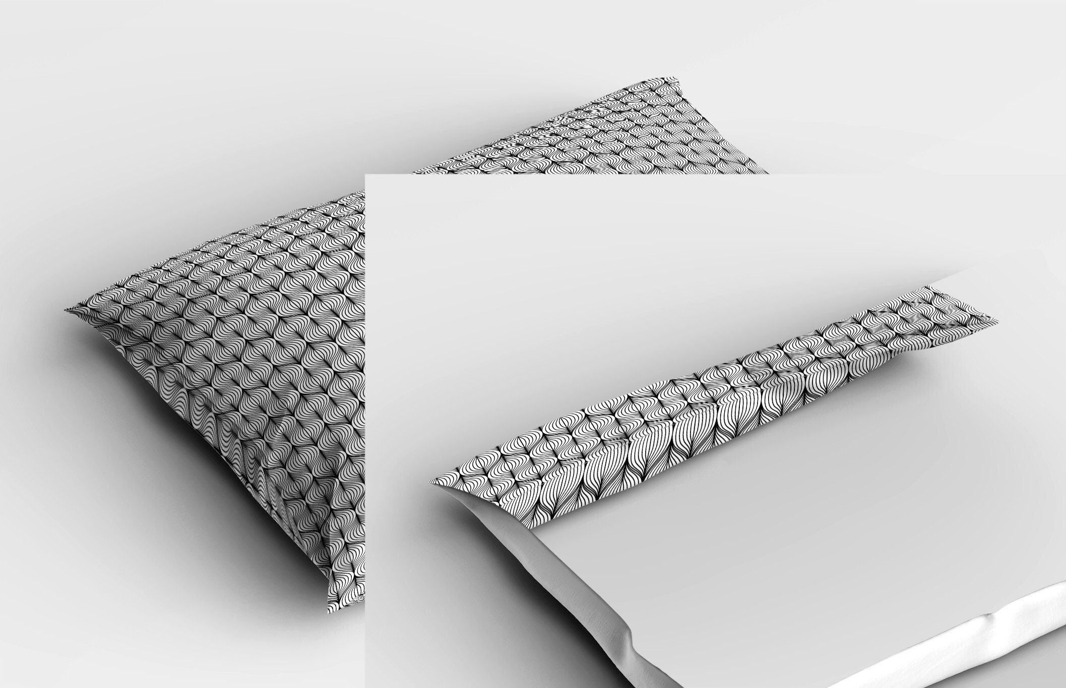 Abstrakte Standard Linien Geometrisch Kissenbezüge Size (1 Gedruckter gewellte Dekorativer Fliese Stück), Abakuhaus Kopfkissenbezug,