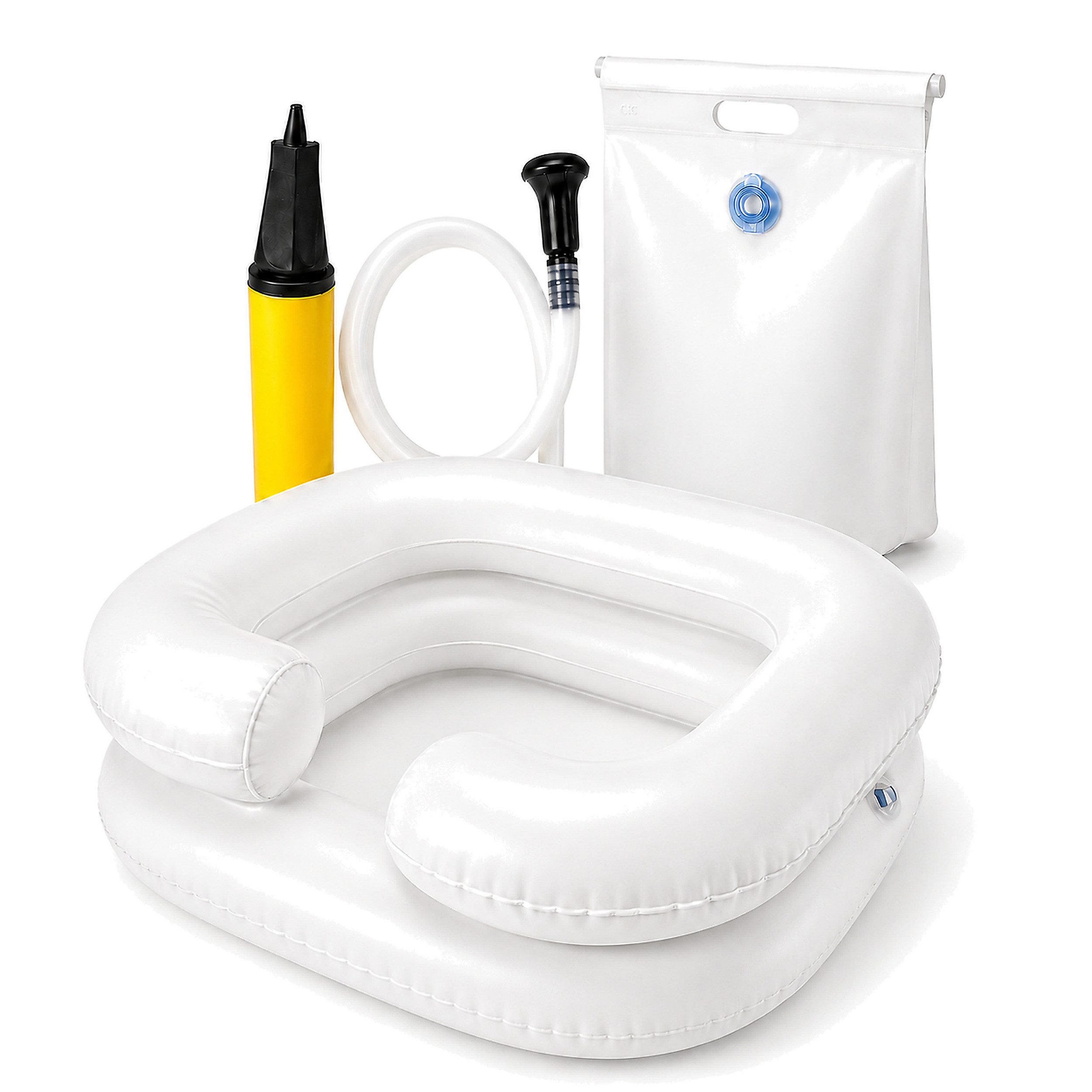 pulox Waschbecken Aufblasbares Haarwaschbecken inkl. Duschbeutel mit Brause